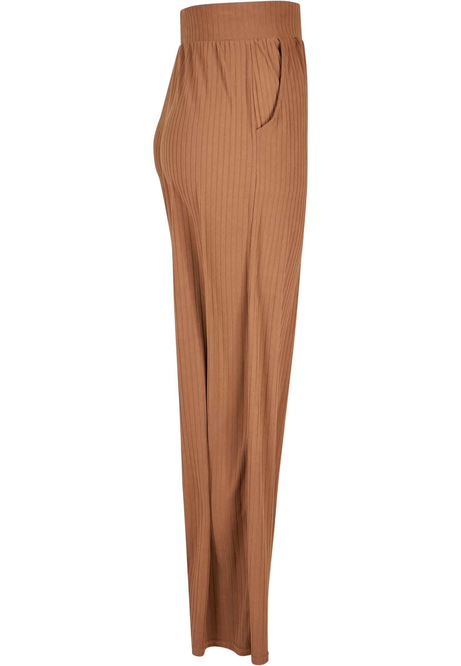 Urban Classics Ladies Rib Jersey Wide Leg Pants darktaupe