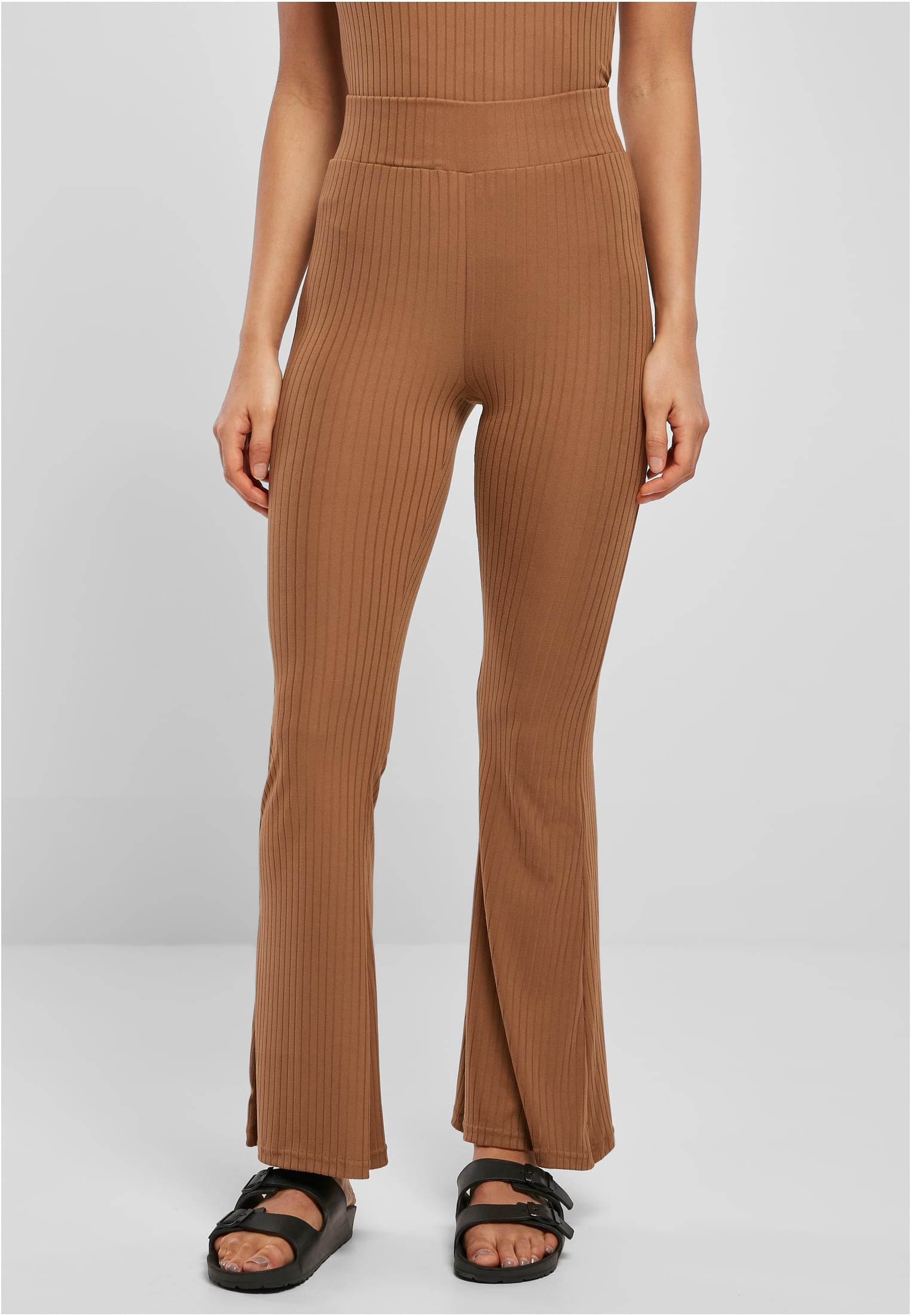 Urban Classics Leggings High Waist Rib Flared darktaupe