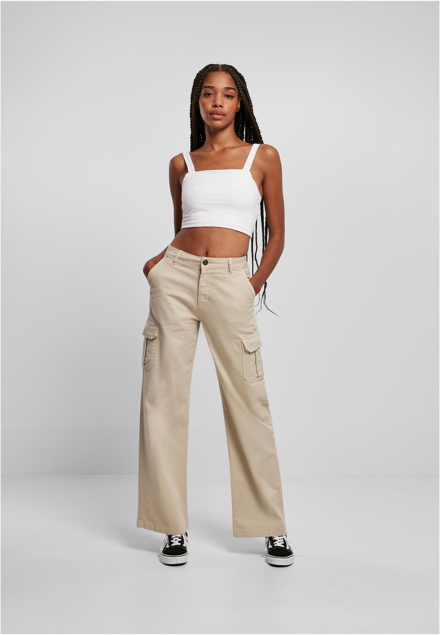 Urban Classics Pantaloni High Waist Straight Cargo softseagrass