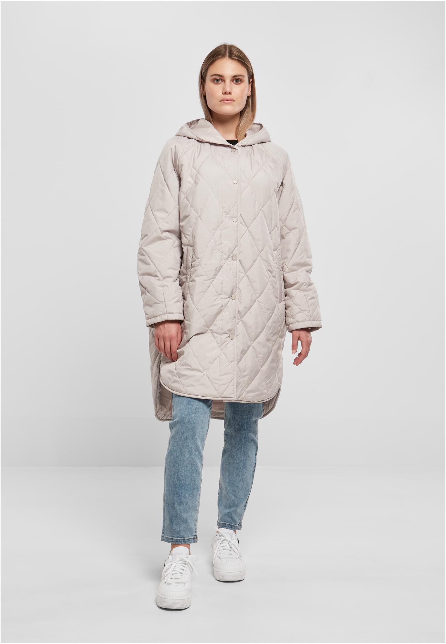 Urban Classics Cappotto Oversized Diamond Quilted Hooded warmgrey