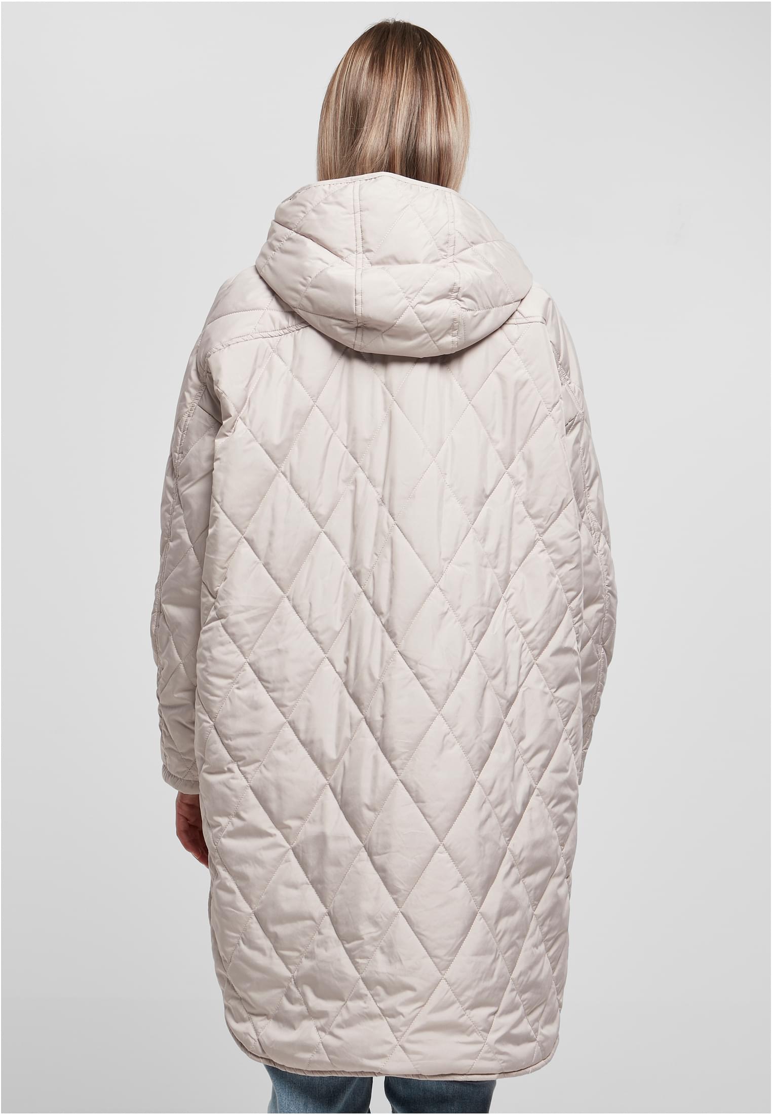 Urban Classics Cappotto Oversized Diamond Quilted Hooded warmgrey