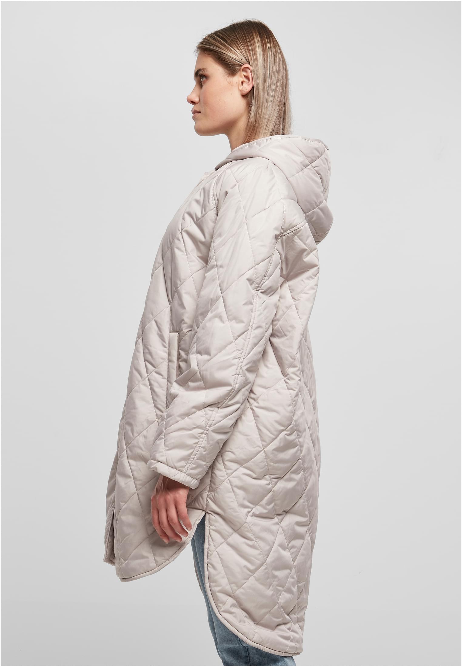 Urban Classics Cappotto Oversized Diamond Quilted Hooded warmgrey
