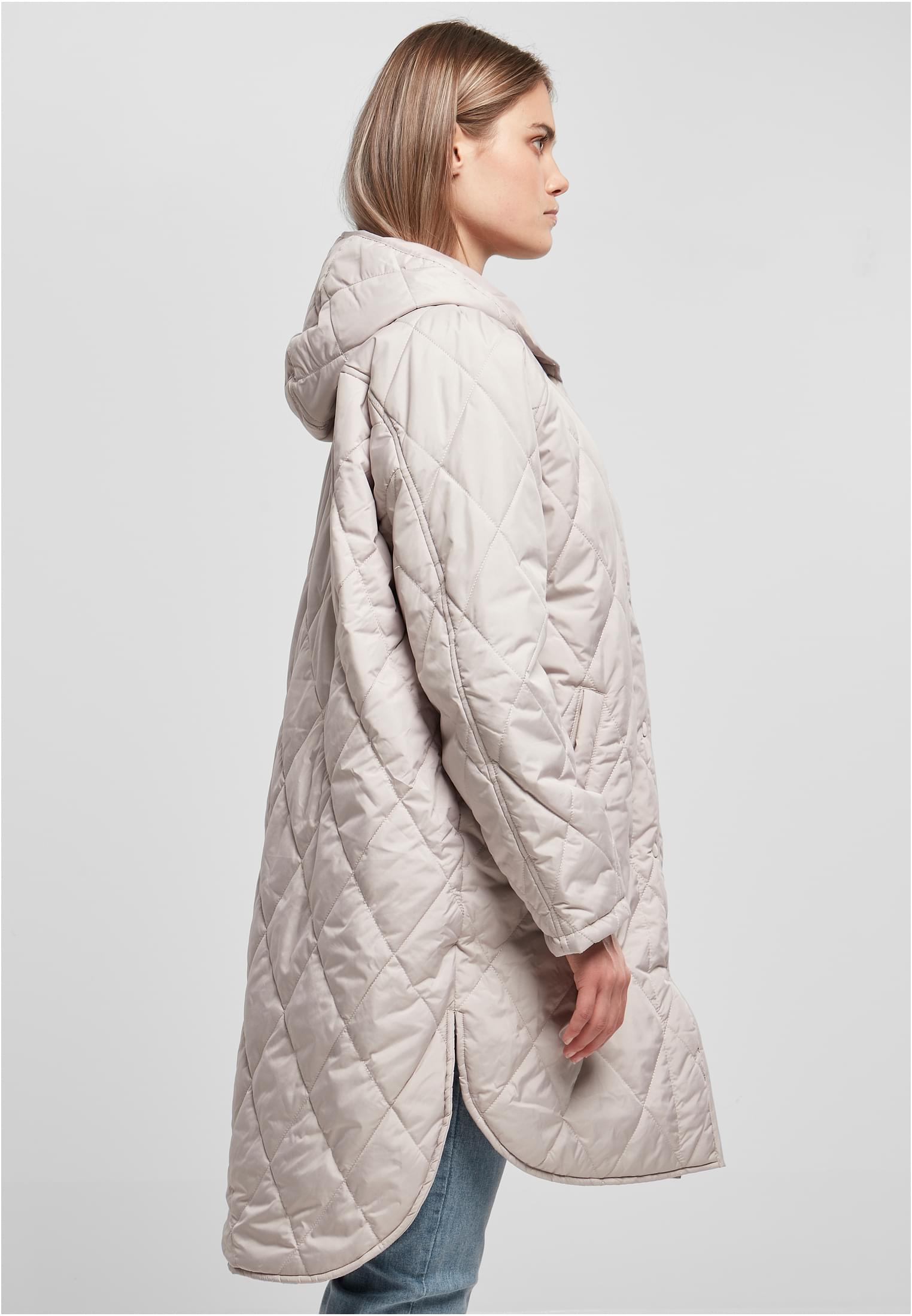 Urban Classics Cappotto Oversized Diamond Quilted Hooded warmgrey