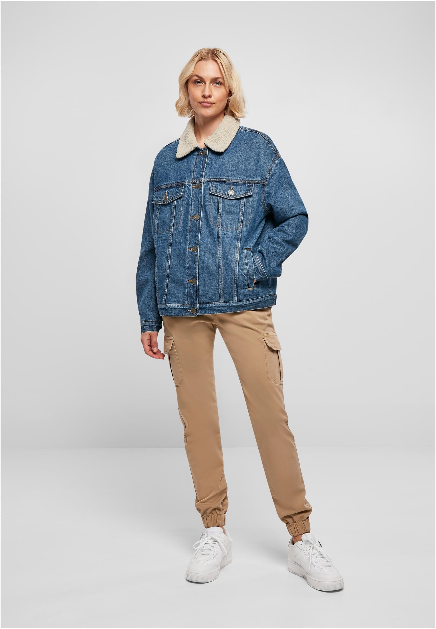 Urban Classics Giacca Oversized Sherpa clearblue washed