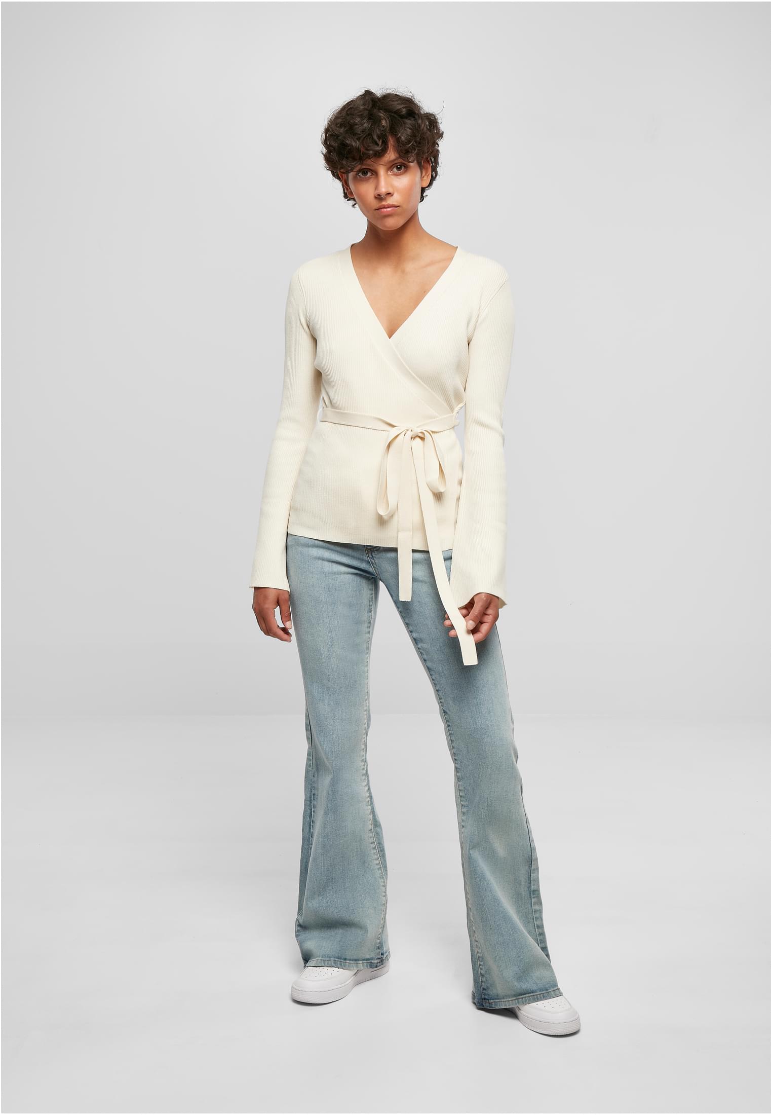 UC Ladies Cardigan Rib Knit Wrapped whitesand