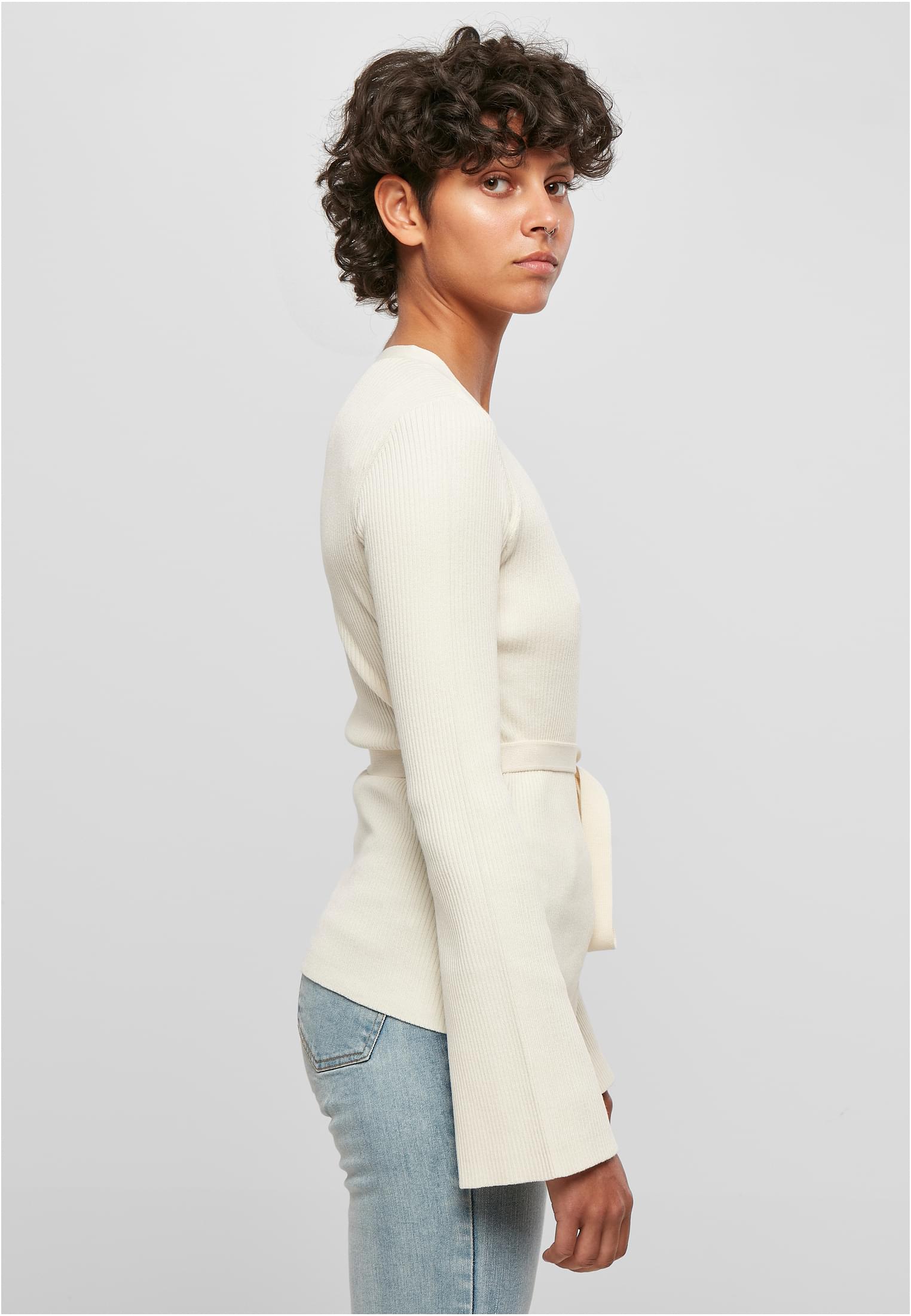 UC Ladies Cardigan Rib Knit Wrapped whitesand