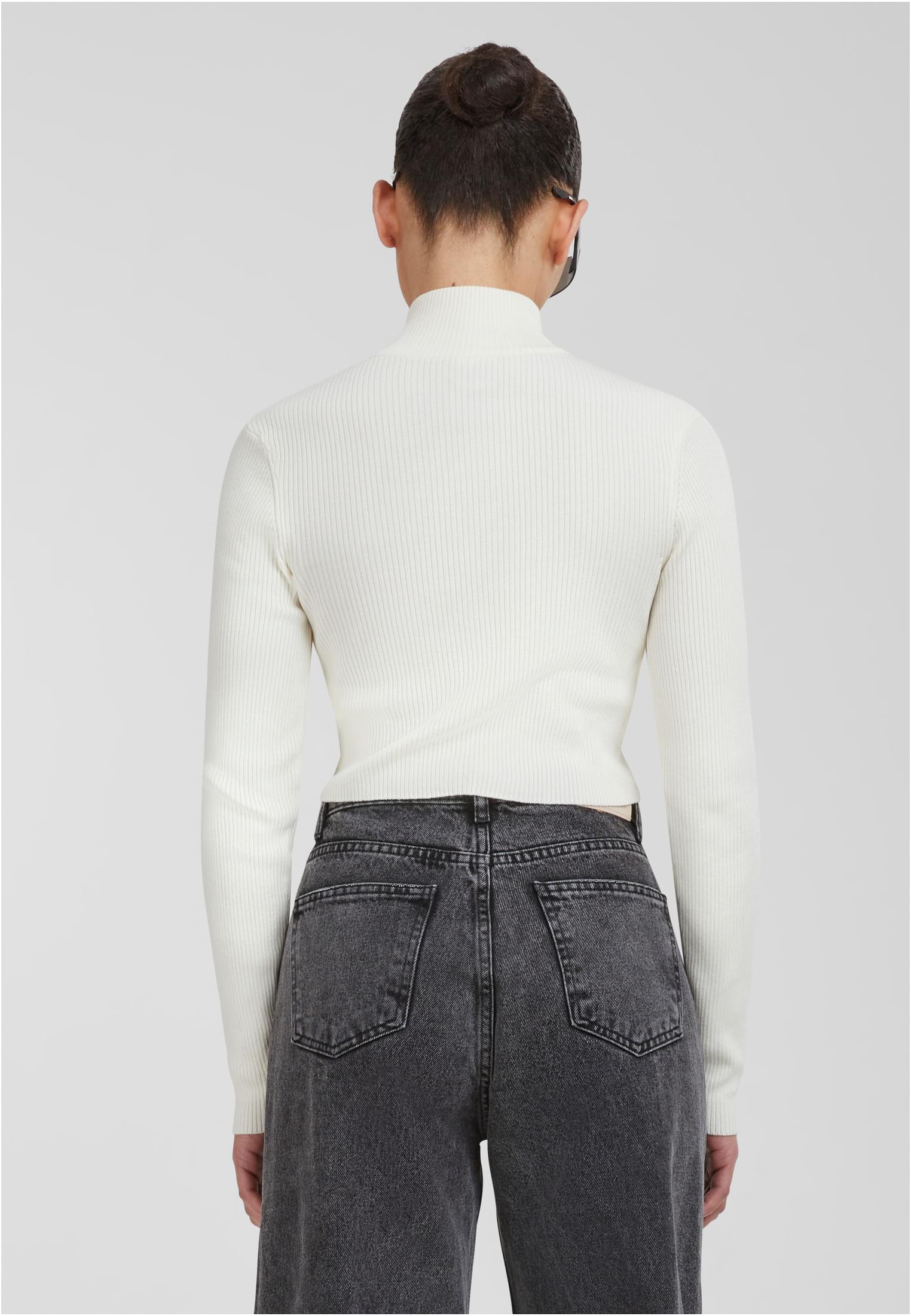 Urban Classics Cardigan Cropped Rib Knit Zip whitesand