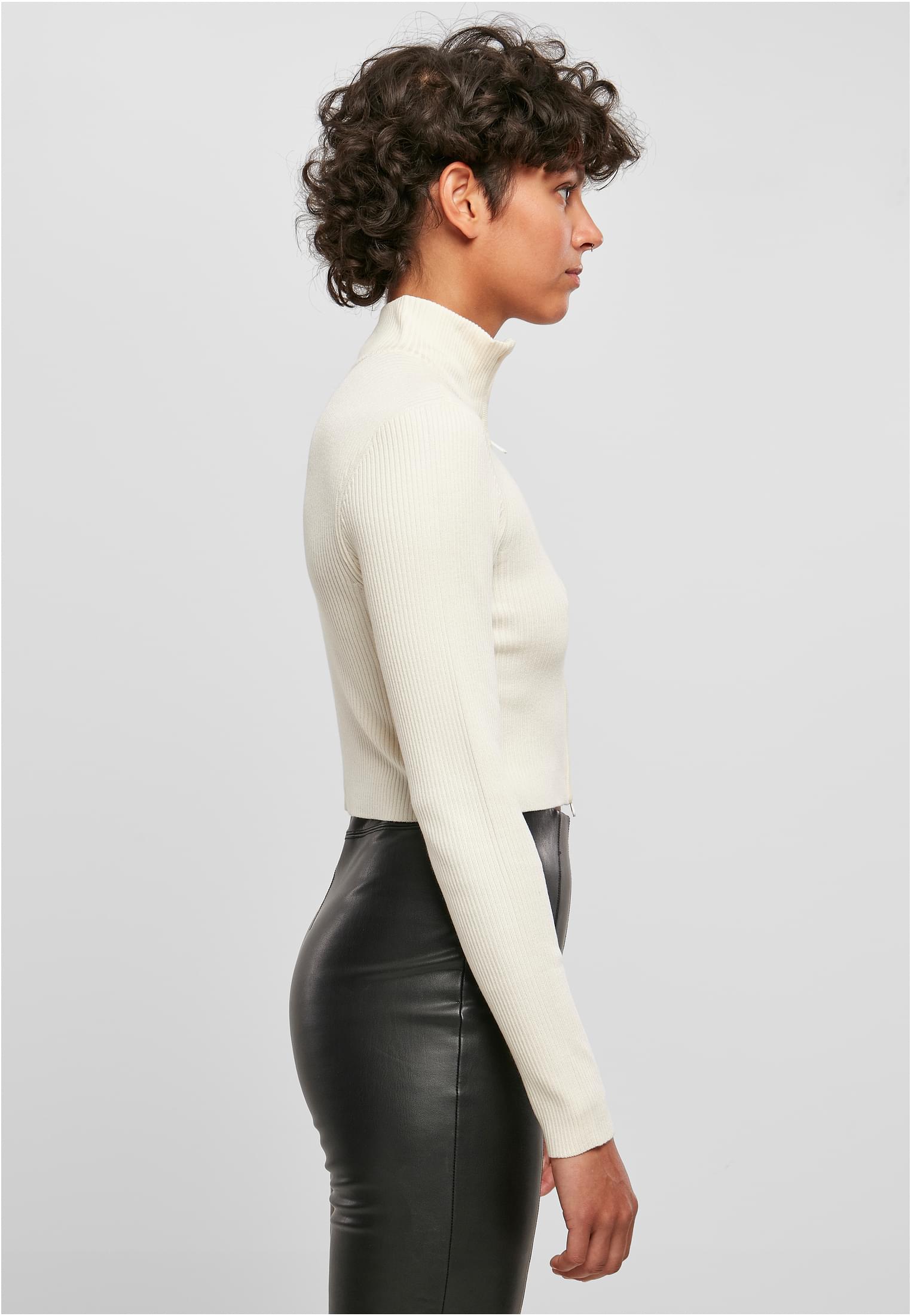 Urban Classics Cardigan Cropped Rib Knit Zip whitesand
