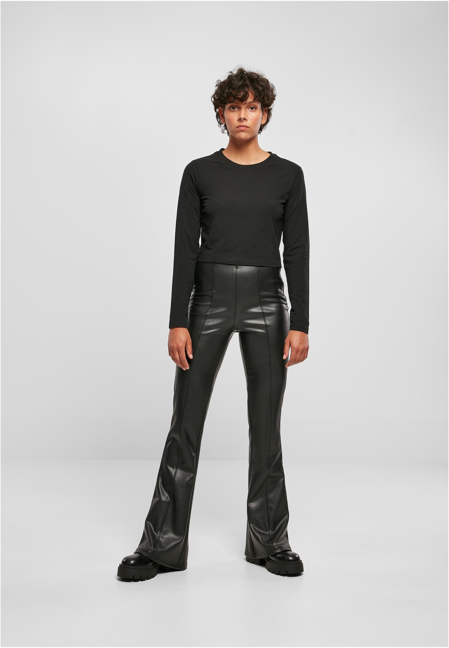 SYNTHETIC LEATHER FLARED PANTS