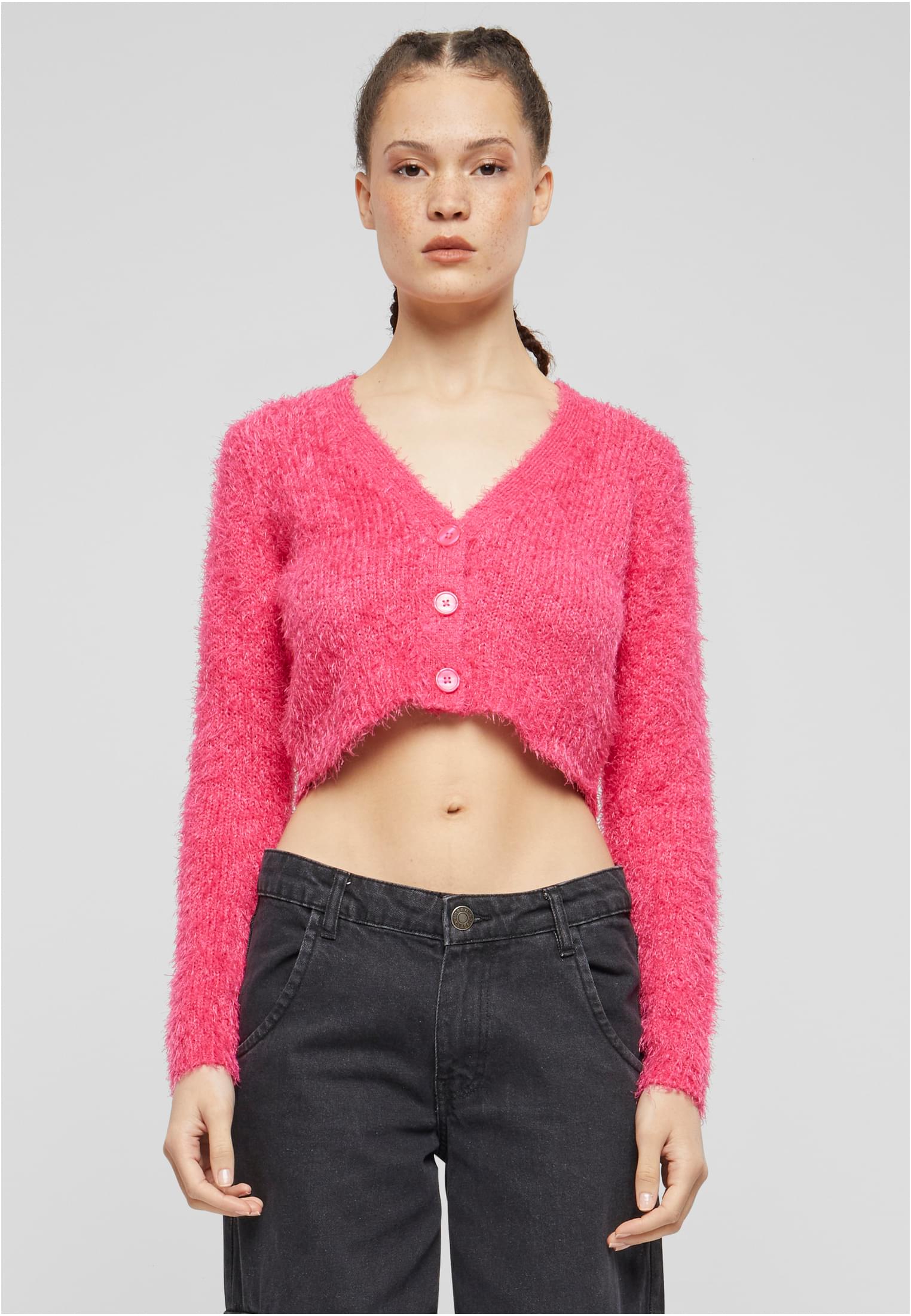 Urban Classics Cardigan Cropped Feather hibiskus