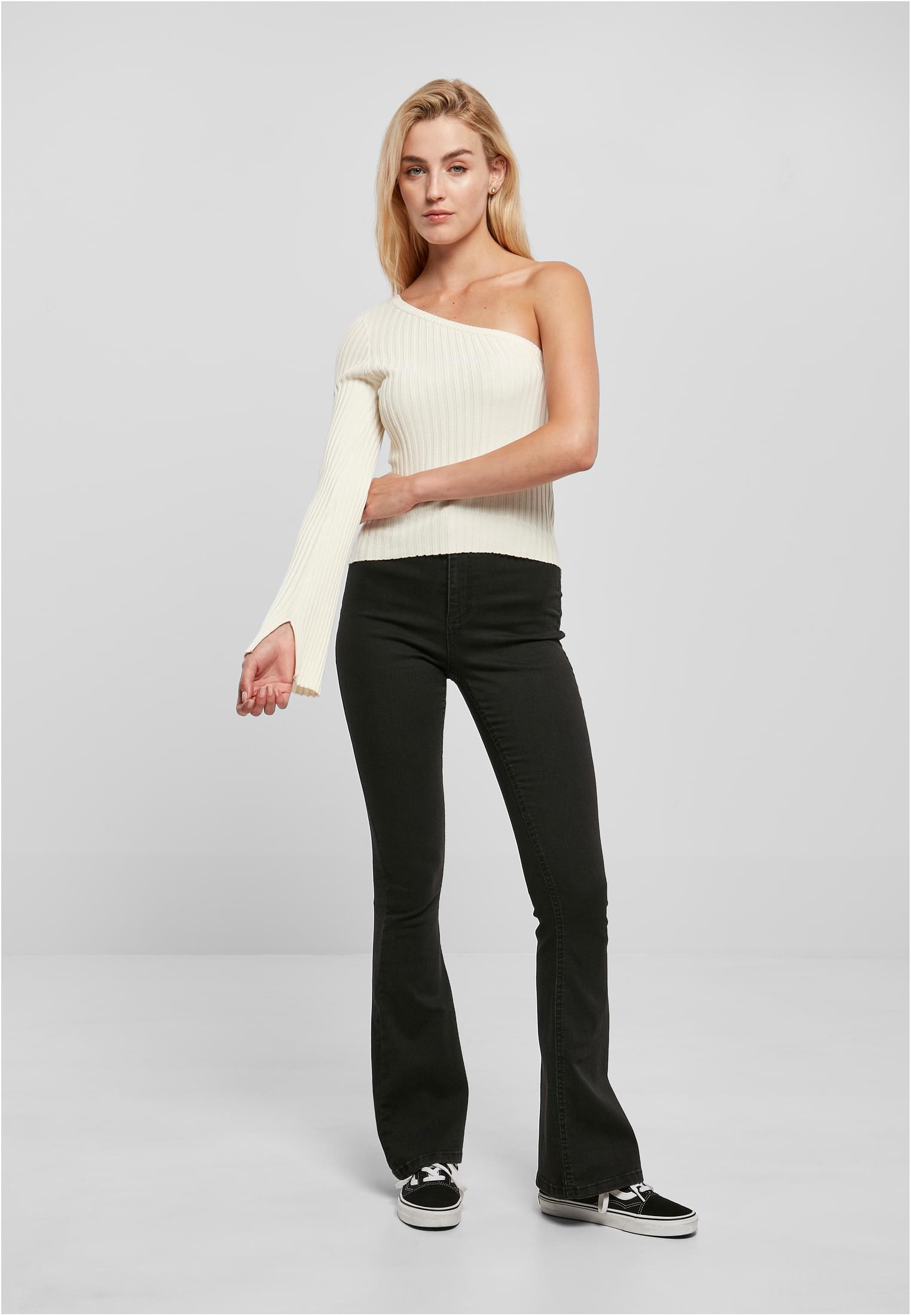 Urban Classics Maglione Short Rib Knit One Sleeve whitesand
