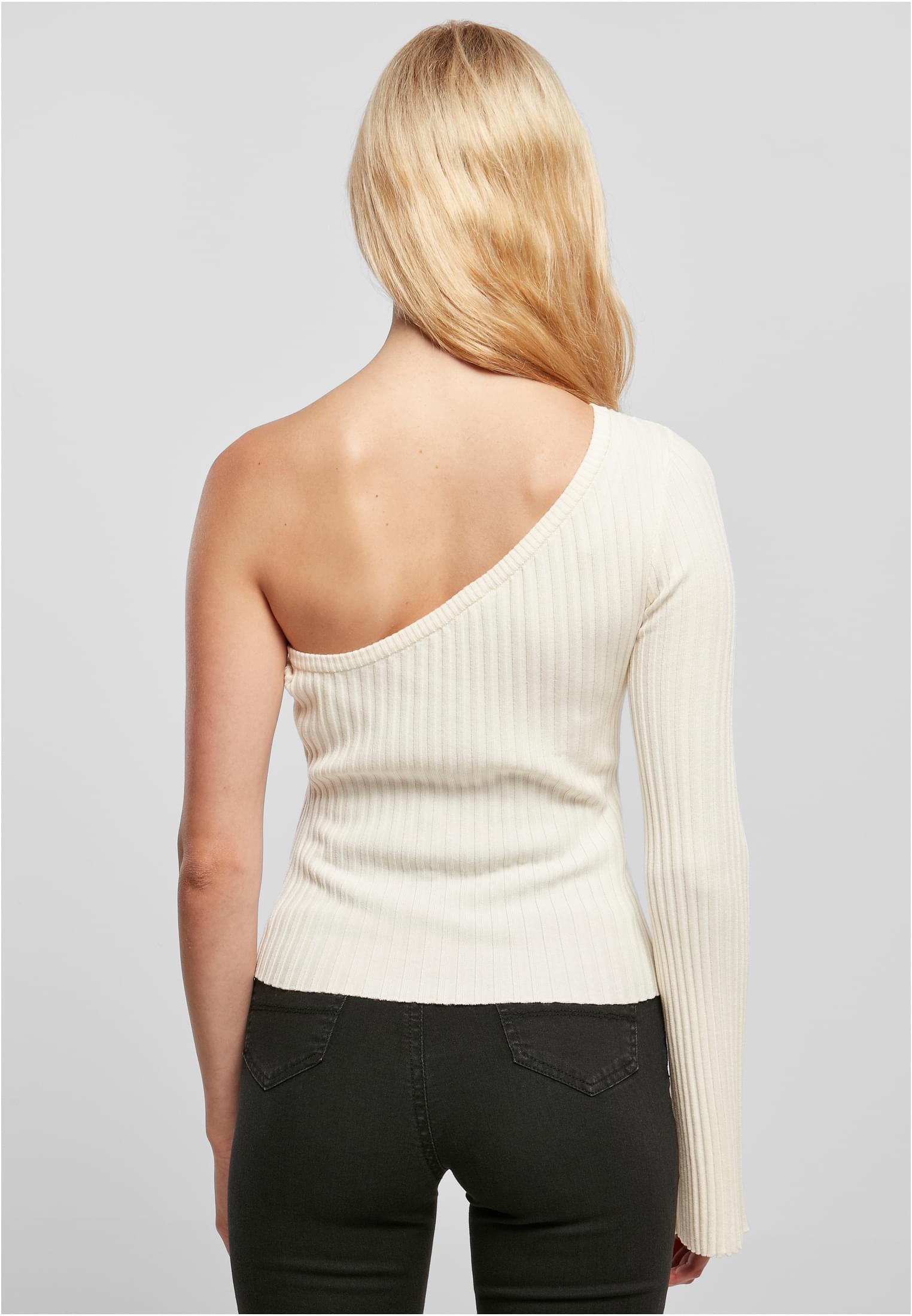Urban Classics Maglione Short Rib Knit One Sleeve whitesand