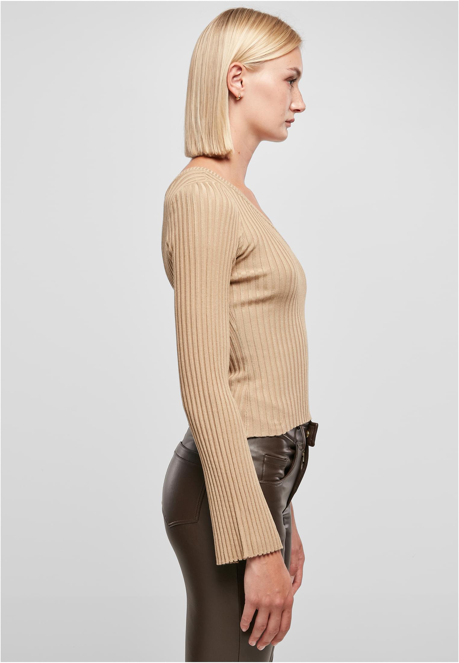 Urban Classics Maglione Short Rib Knit One Sleeve unionbeige
