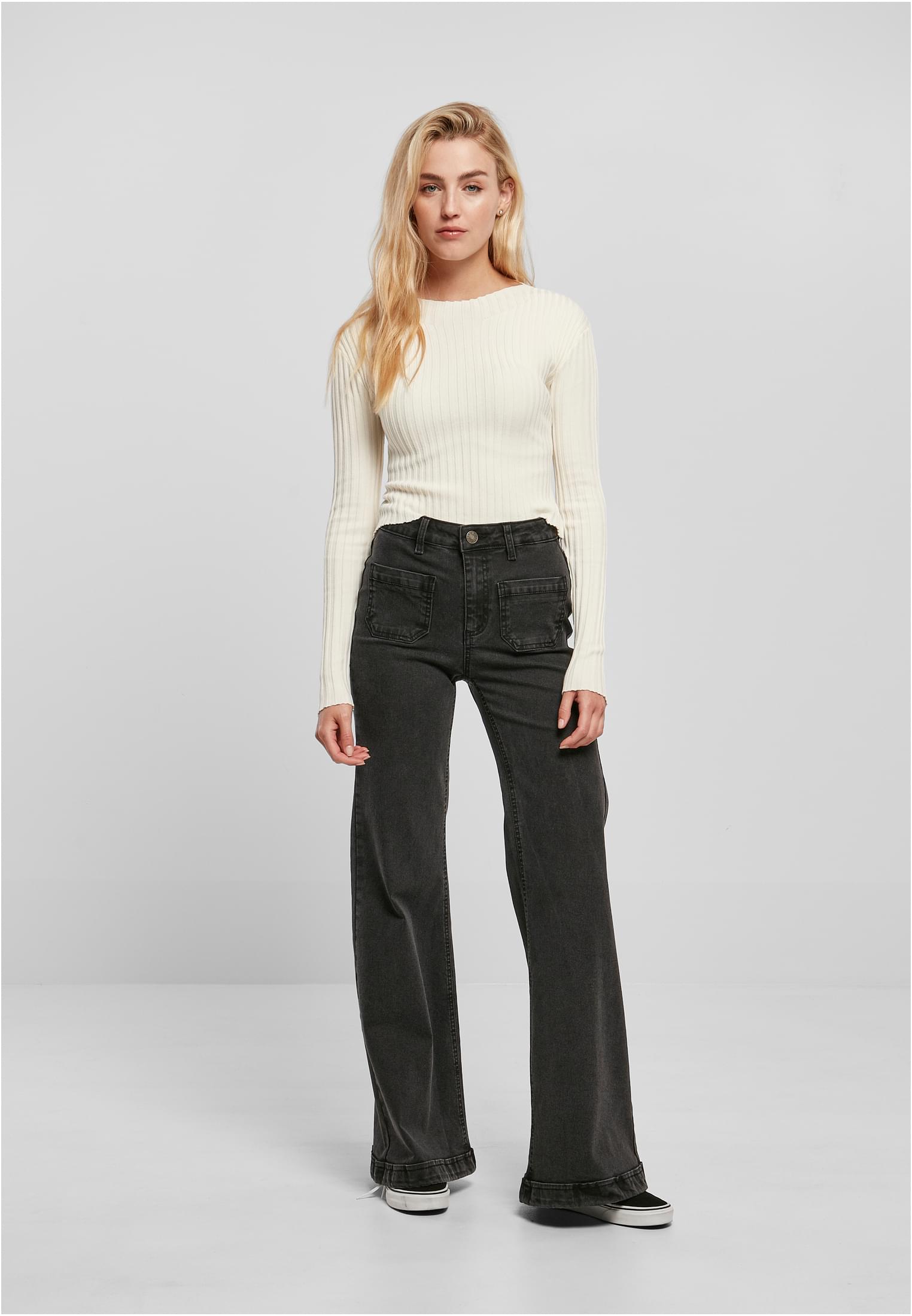 Urban Classics Maglione Short Rib Knit Twisted Back whitesand