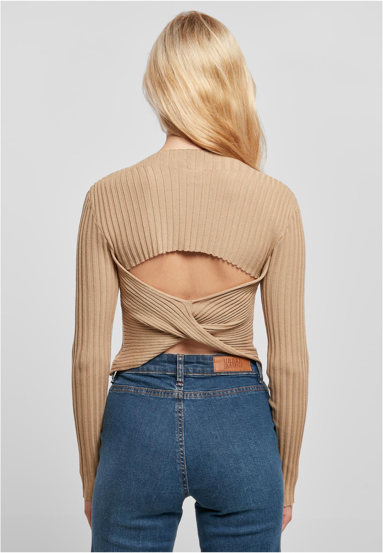 Urban Classics Maglione Short Rib Knit Twisted Back unionbeige