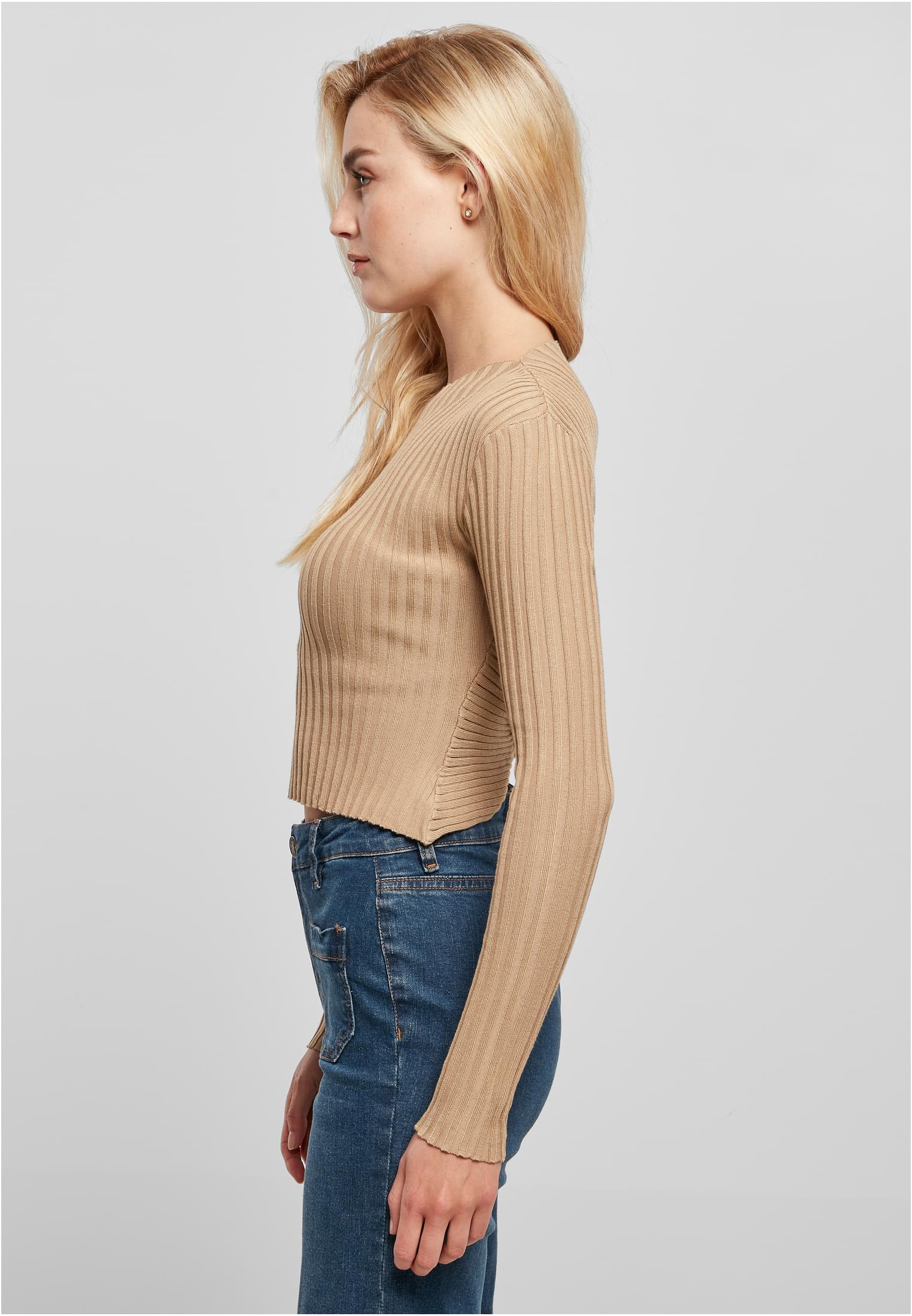 Urban Classics Maglione Short Rib Knit Twisted Back unionbeige