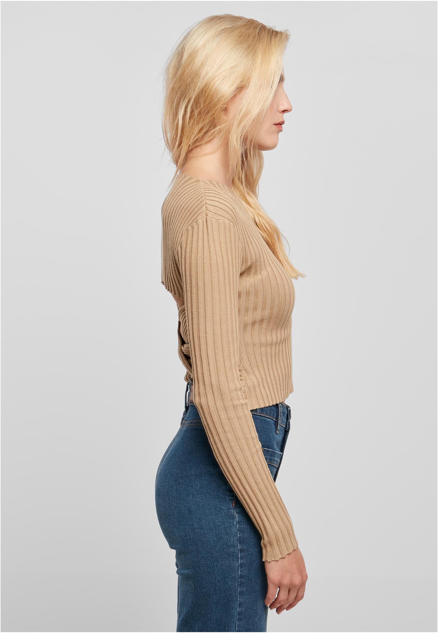Urban Classics Maglione Short Rib Knit Twisted Back unionbeige
