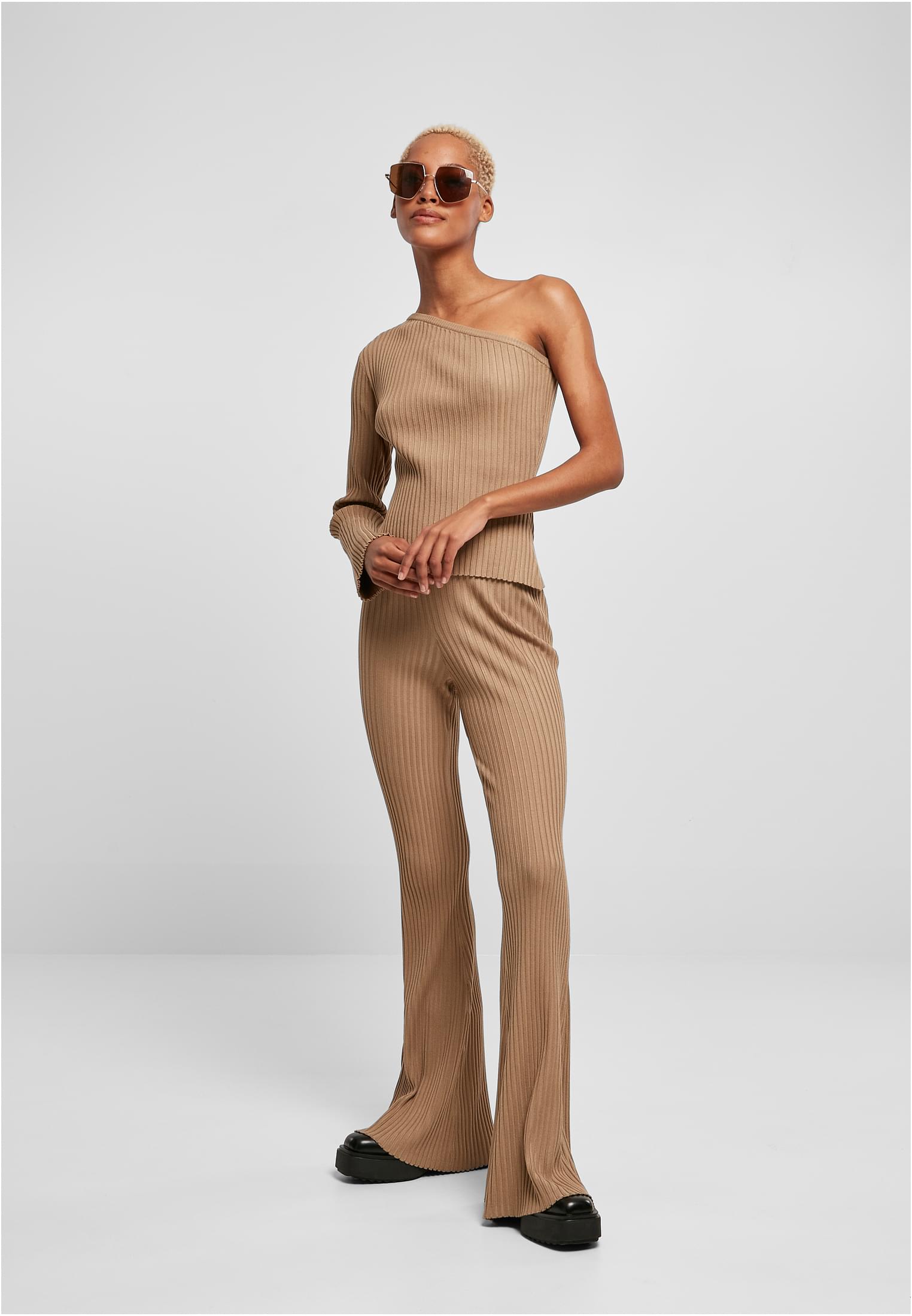 Urban Classics Leggings Flared Rib Knit unionbeige