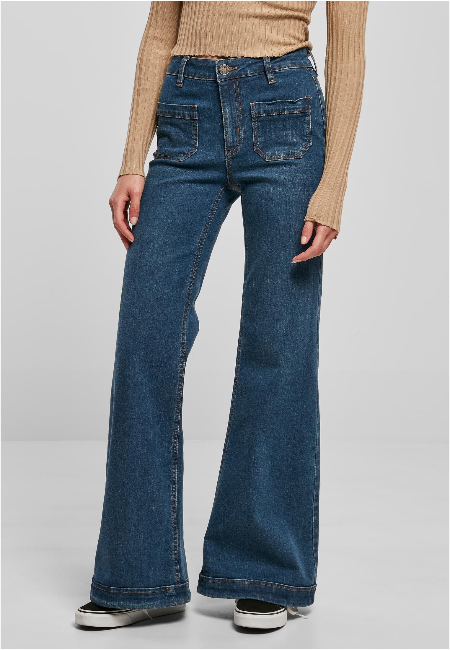 UC Ladies Pantaloni Vintage Flared deepblue washed