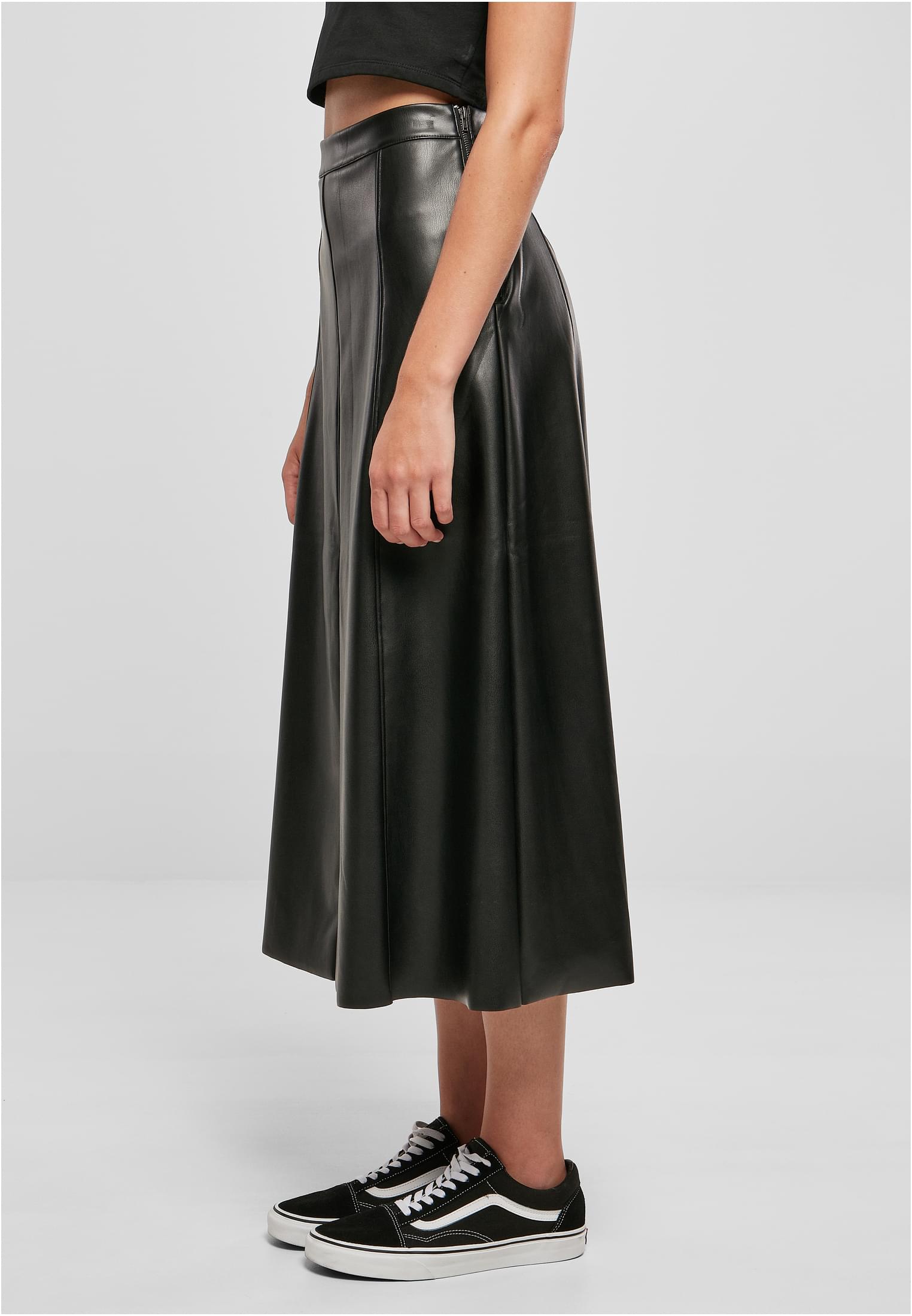 Ladies Synthetic Leather Midi Skirt-TB5486