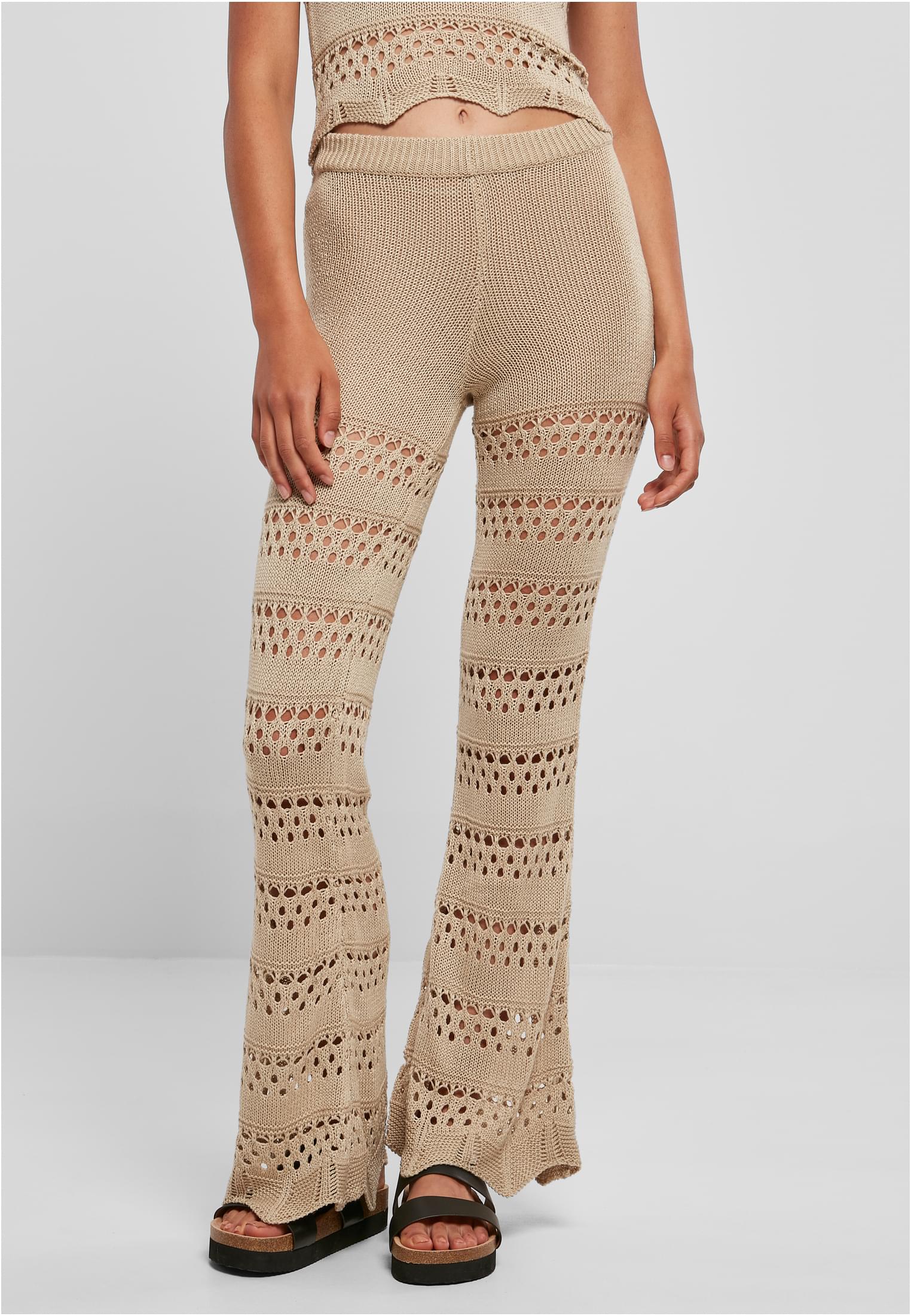 UC Ladies Leggings Flared Crochet Knit softseagrass