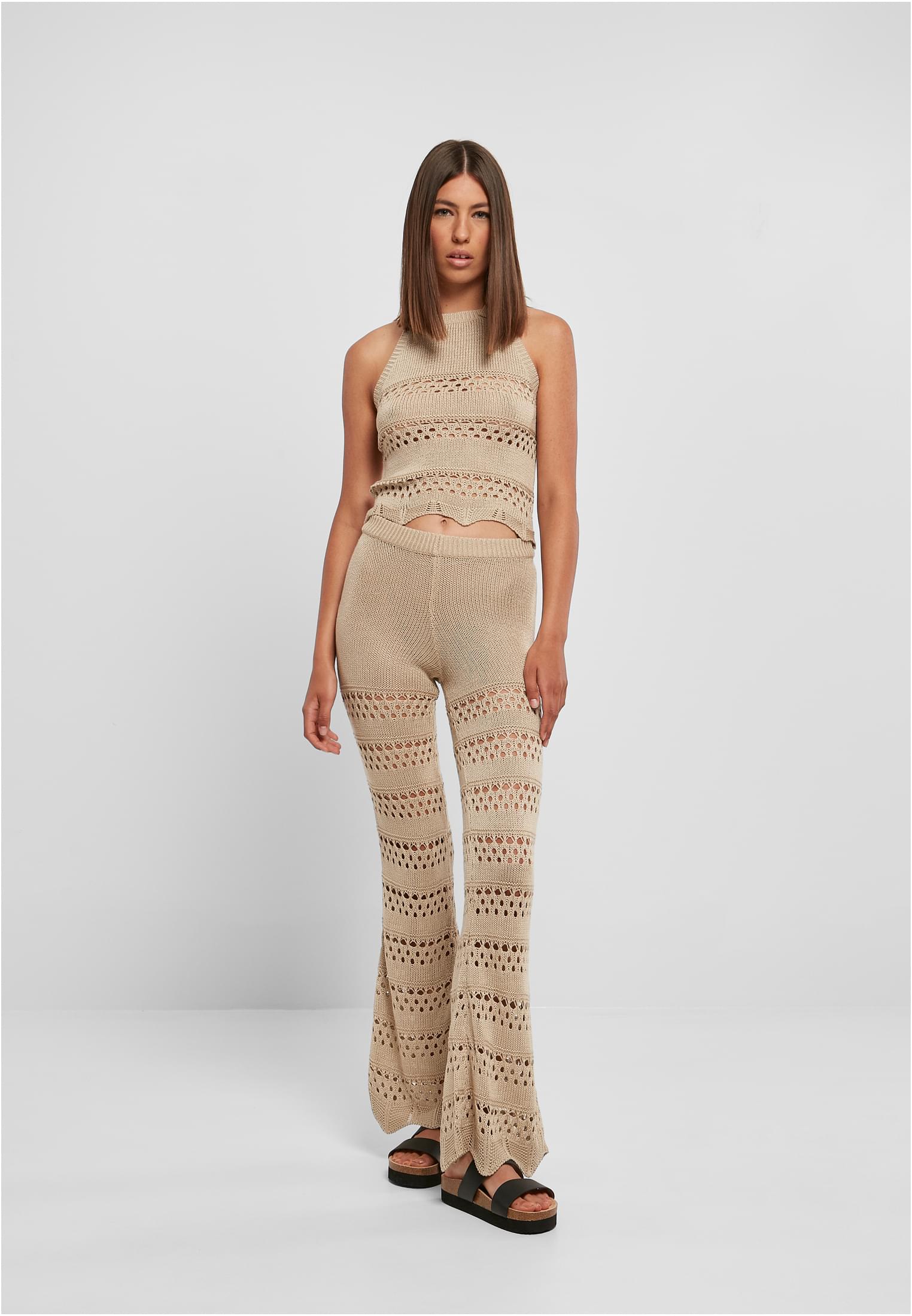 UC Ladies Leggings Flared Crochet Knit softseagrass
