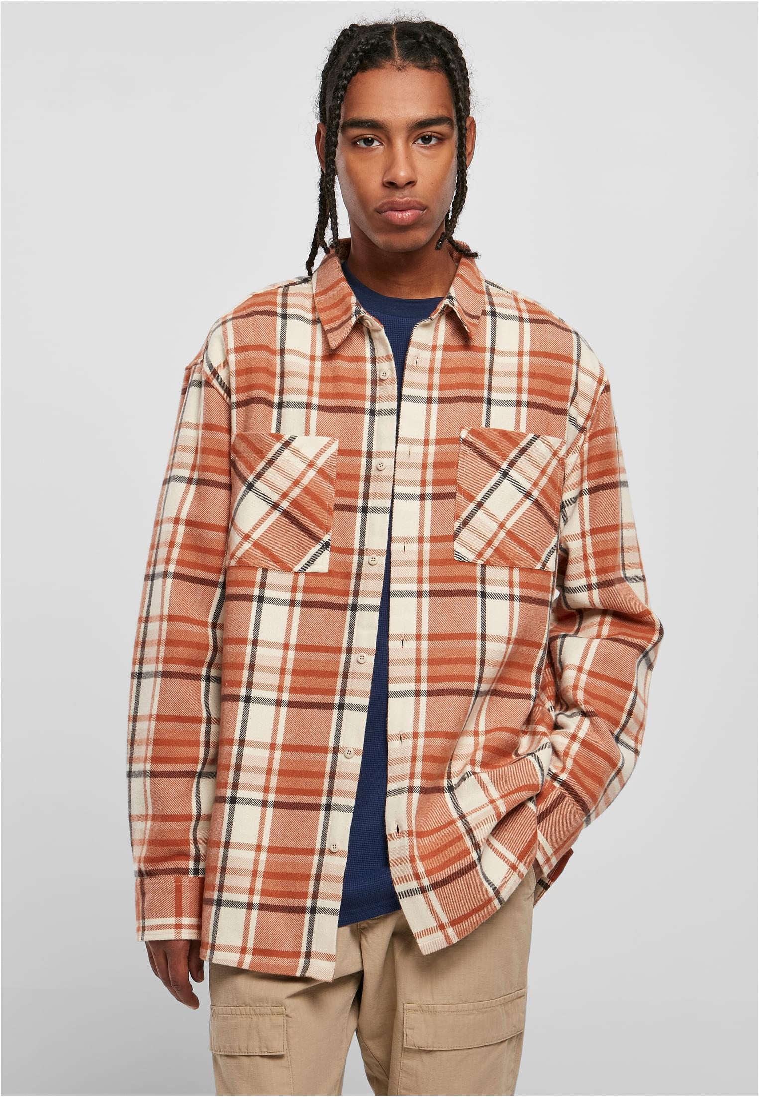 Urban Classics Camicia Long Oversized Checked Leaves softseagrass/red