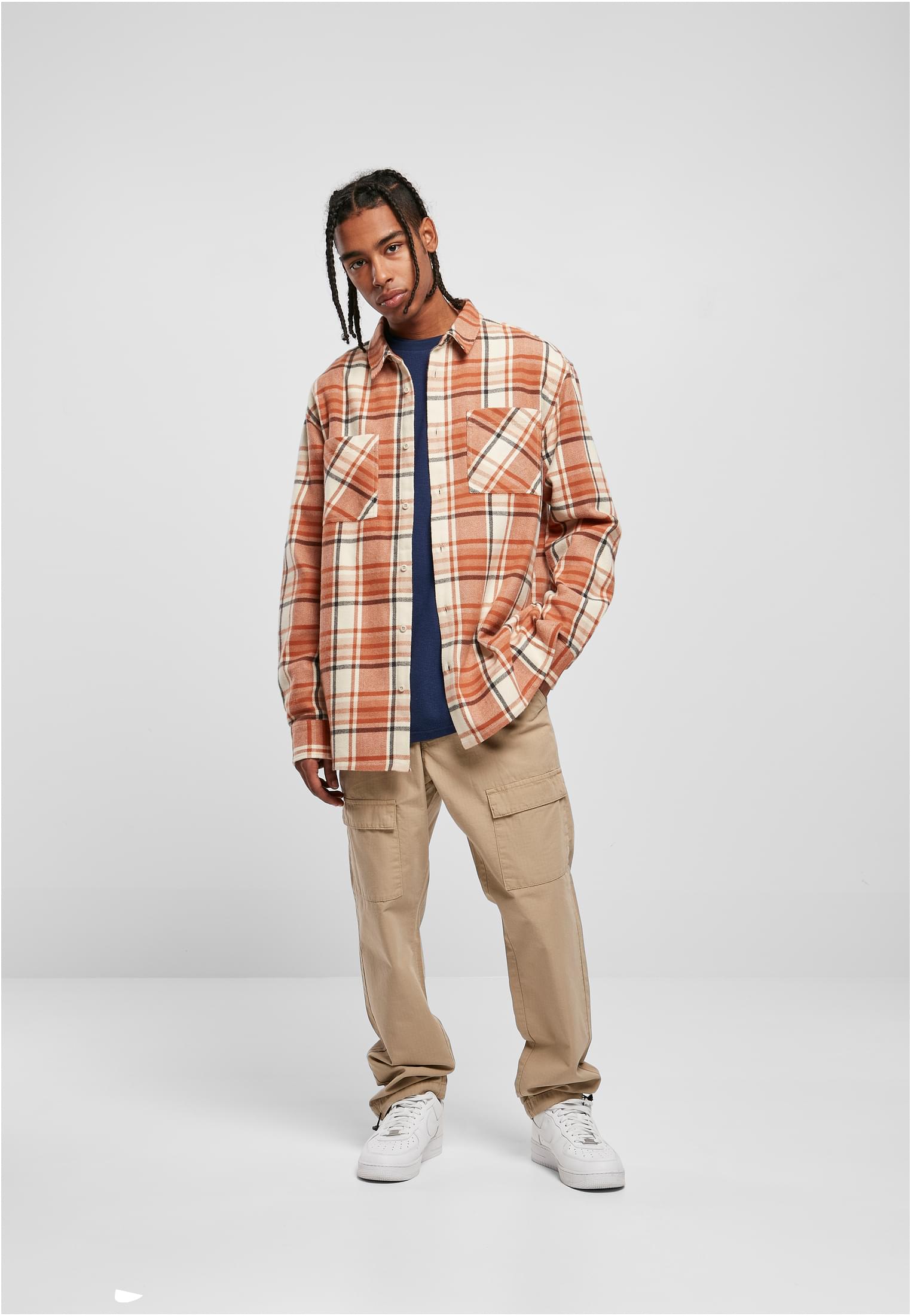 Urban Classics Camicia Long Oversized Checked Leaves softseagrass/red