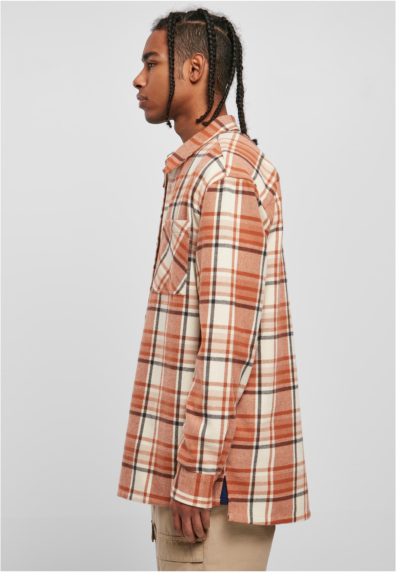 Urban Classics Camicia Long Oversized Checked Leaves softseagrass/red