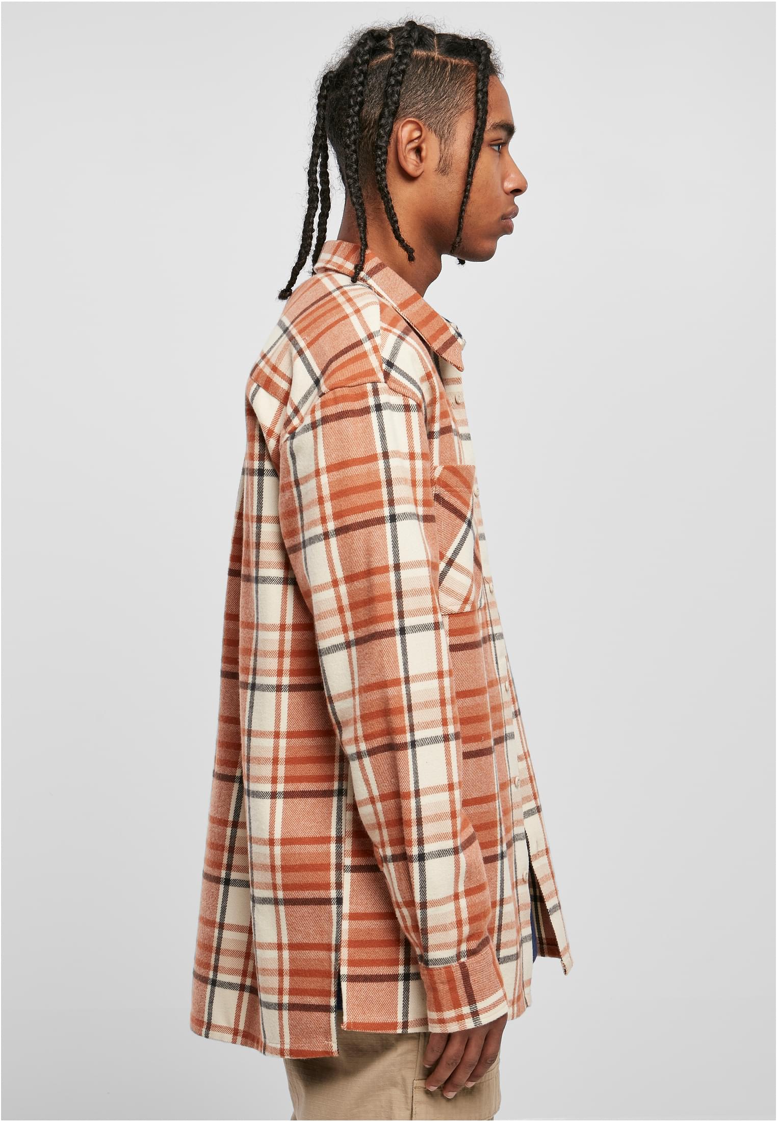 Urban Classics Camicia Long Oversized Checked Leaves softseagrass/red