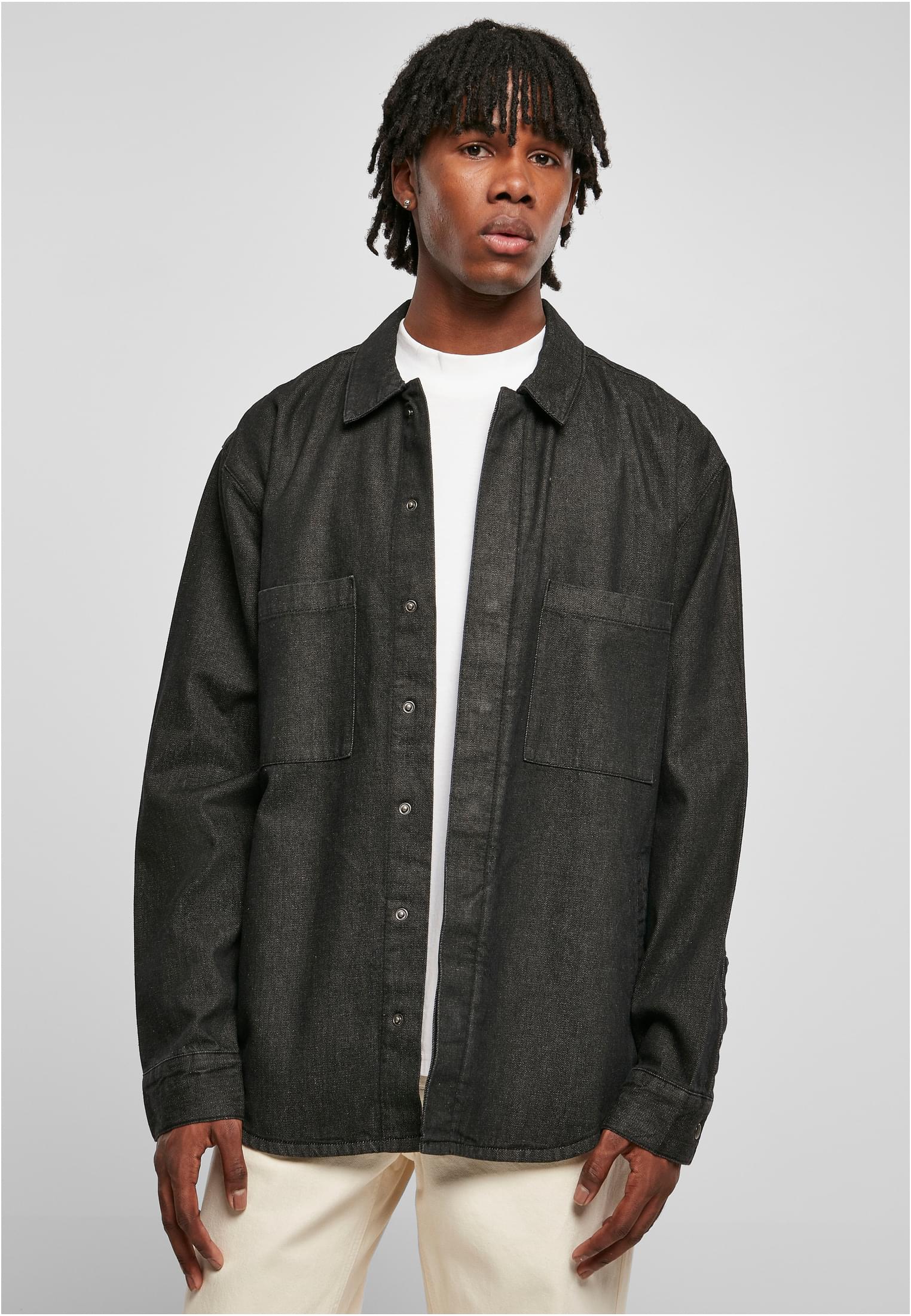 UC Men Camicia Oversized Pocket realblack washed