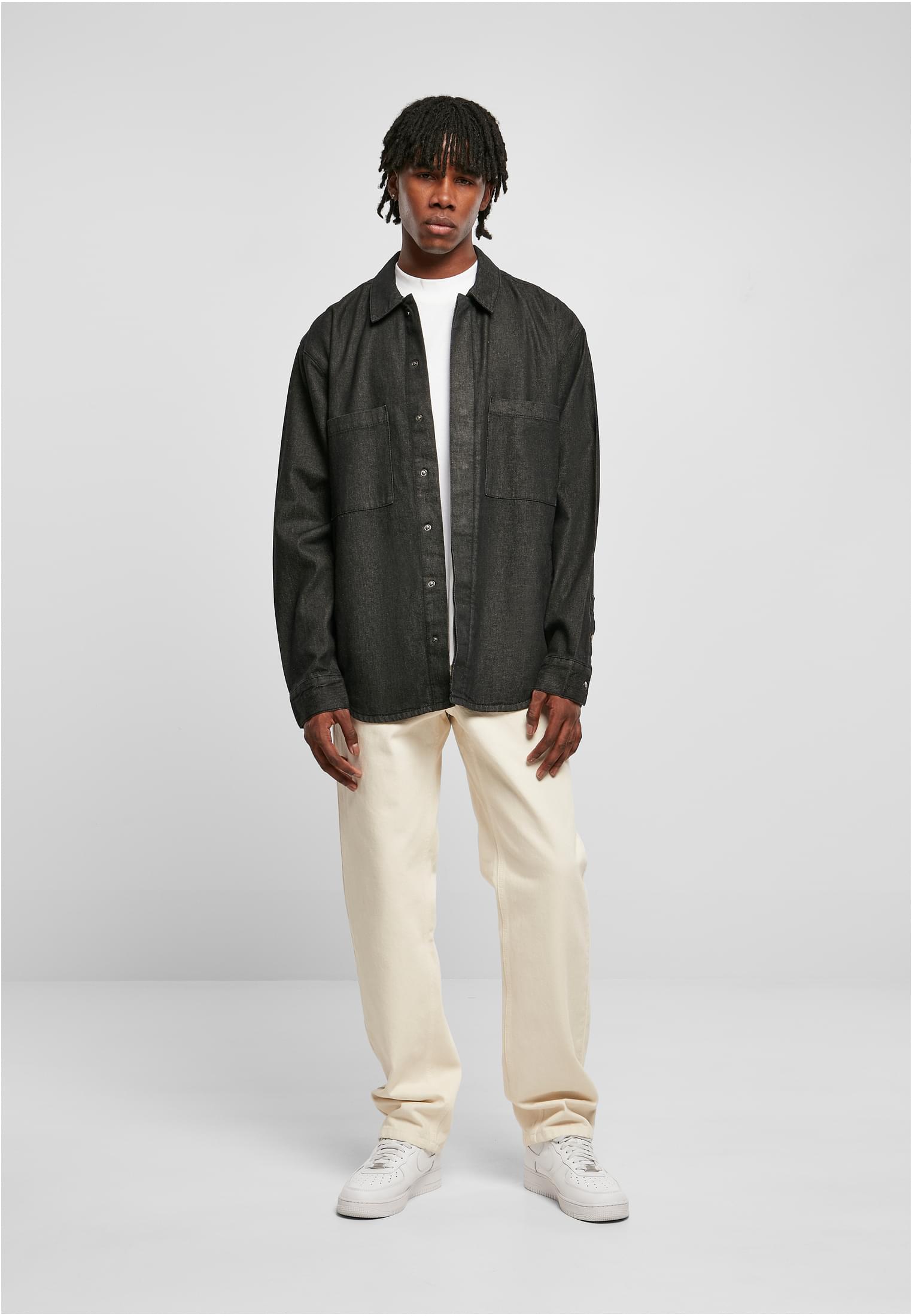 UC Men Camicia Oversized Pocket realblack washed
