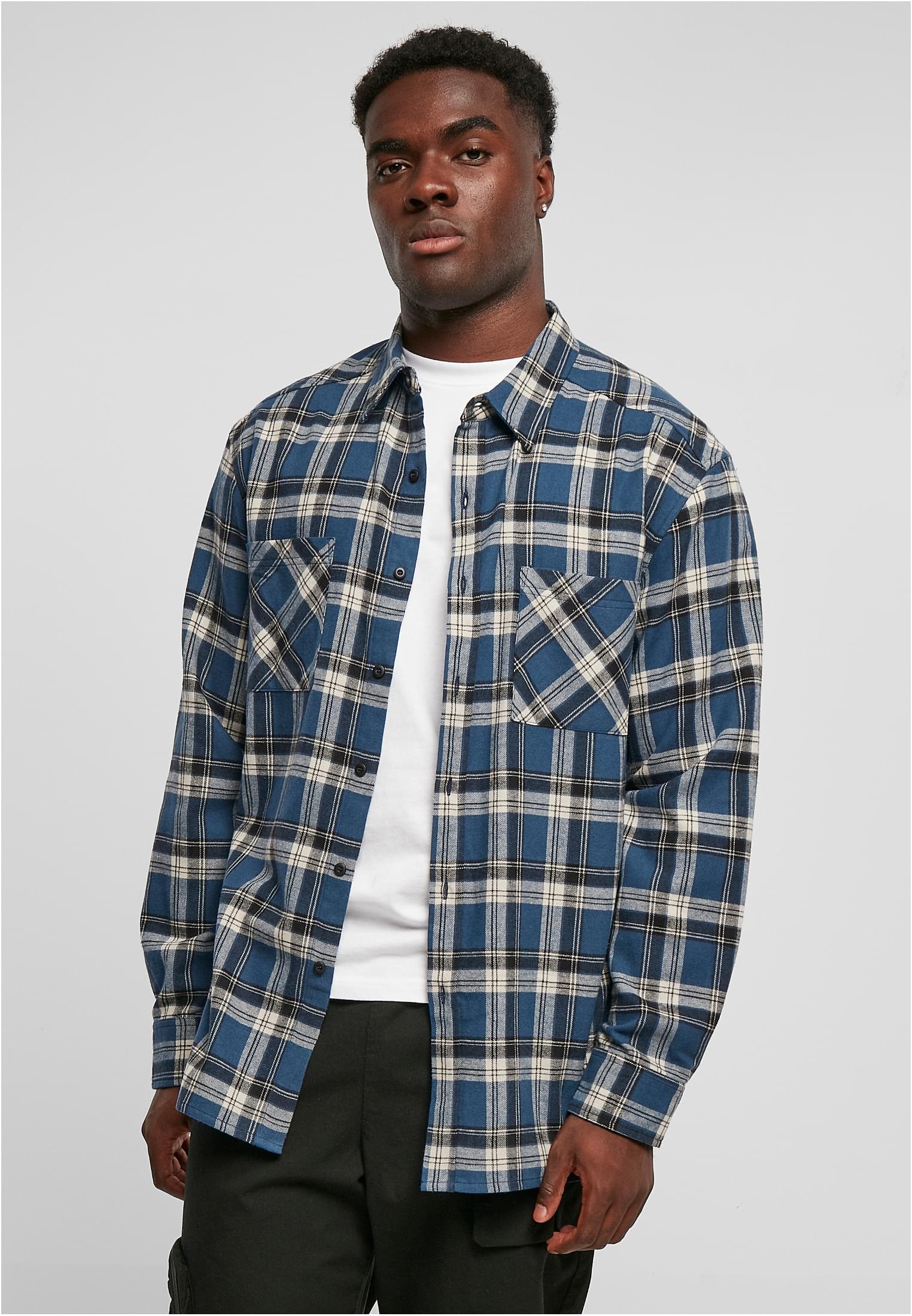 UC Men Camicia Lake Check darkblue/whitesand