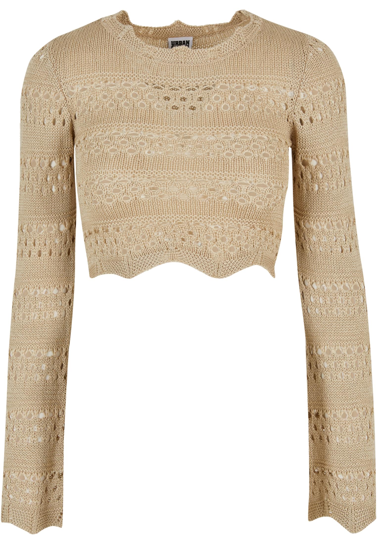UC Ladies Maglione Cropped Crochet Knit softseagrass