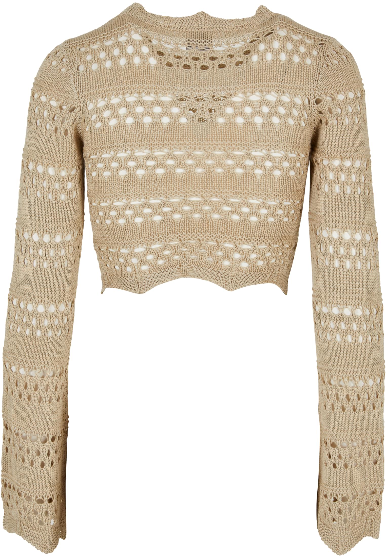 UC Ladies Maglione Cropped Crochet Knit softseagrass