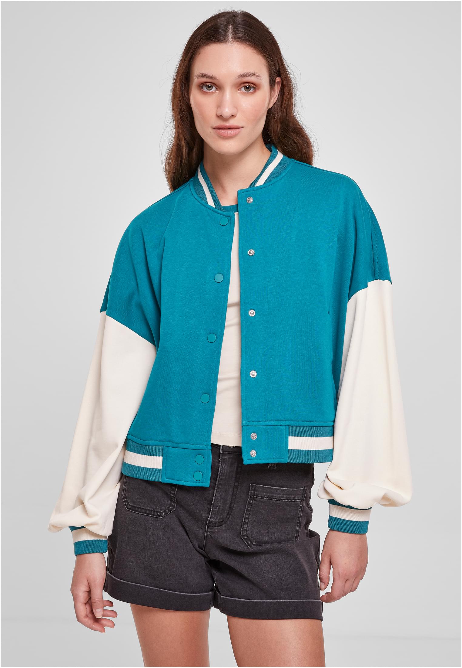 UC Ladies Giacca Oversized Tone College Terry watergreen/whitesand
