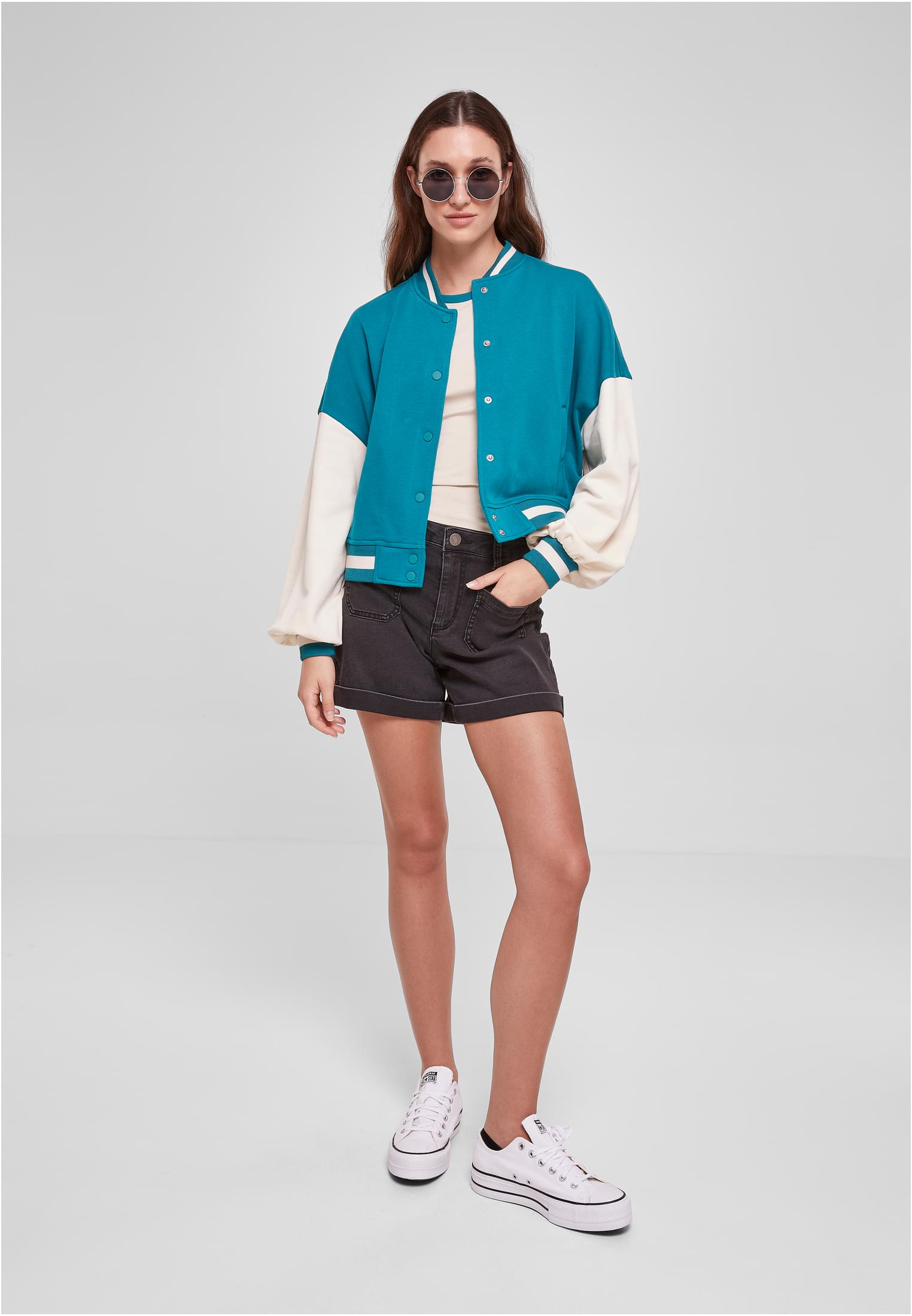 UC Ladies Giacca Oversized Tone College Terry watergreen/whitesand