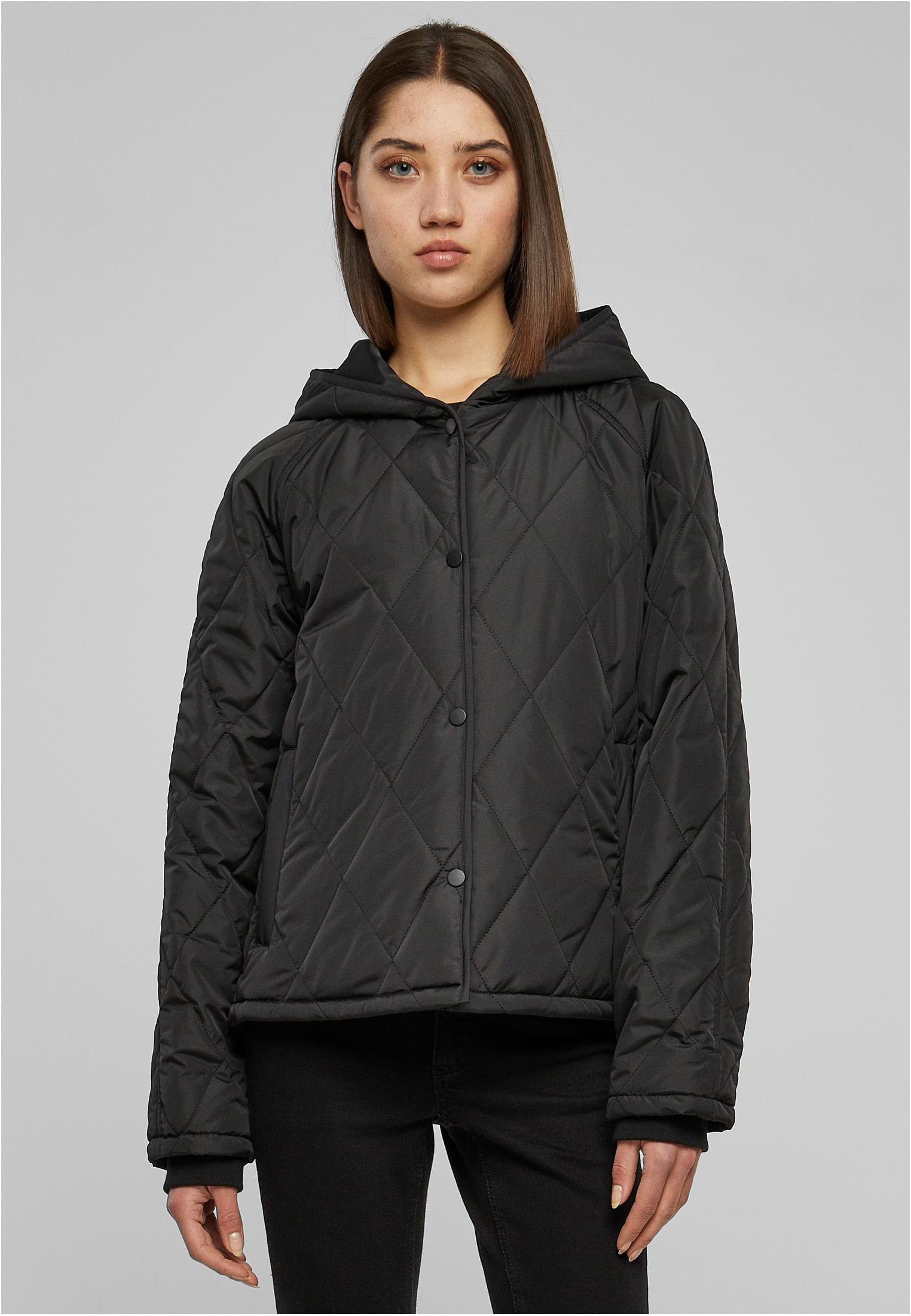 Ladies Oversized Diamond Quilted Hooded Jacket-TB6067
