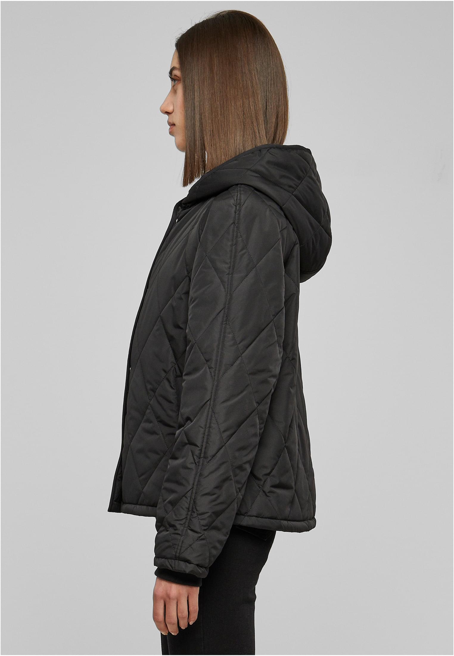 Ladies Diamond Hooded Quilted Jacket-TB6067 Oversized
