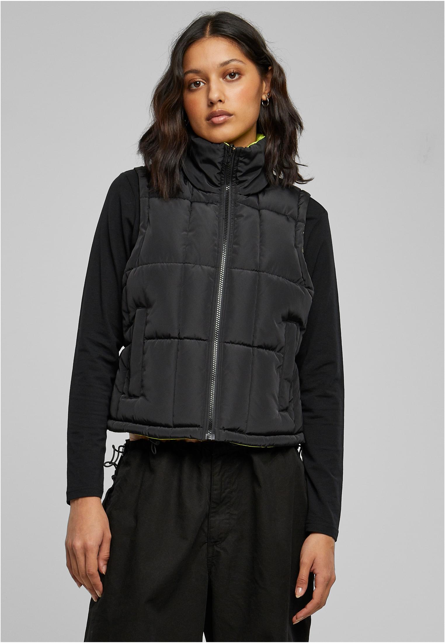 UC Ladies Gilet Reversible Cropped black/frozenyellow