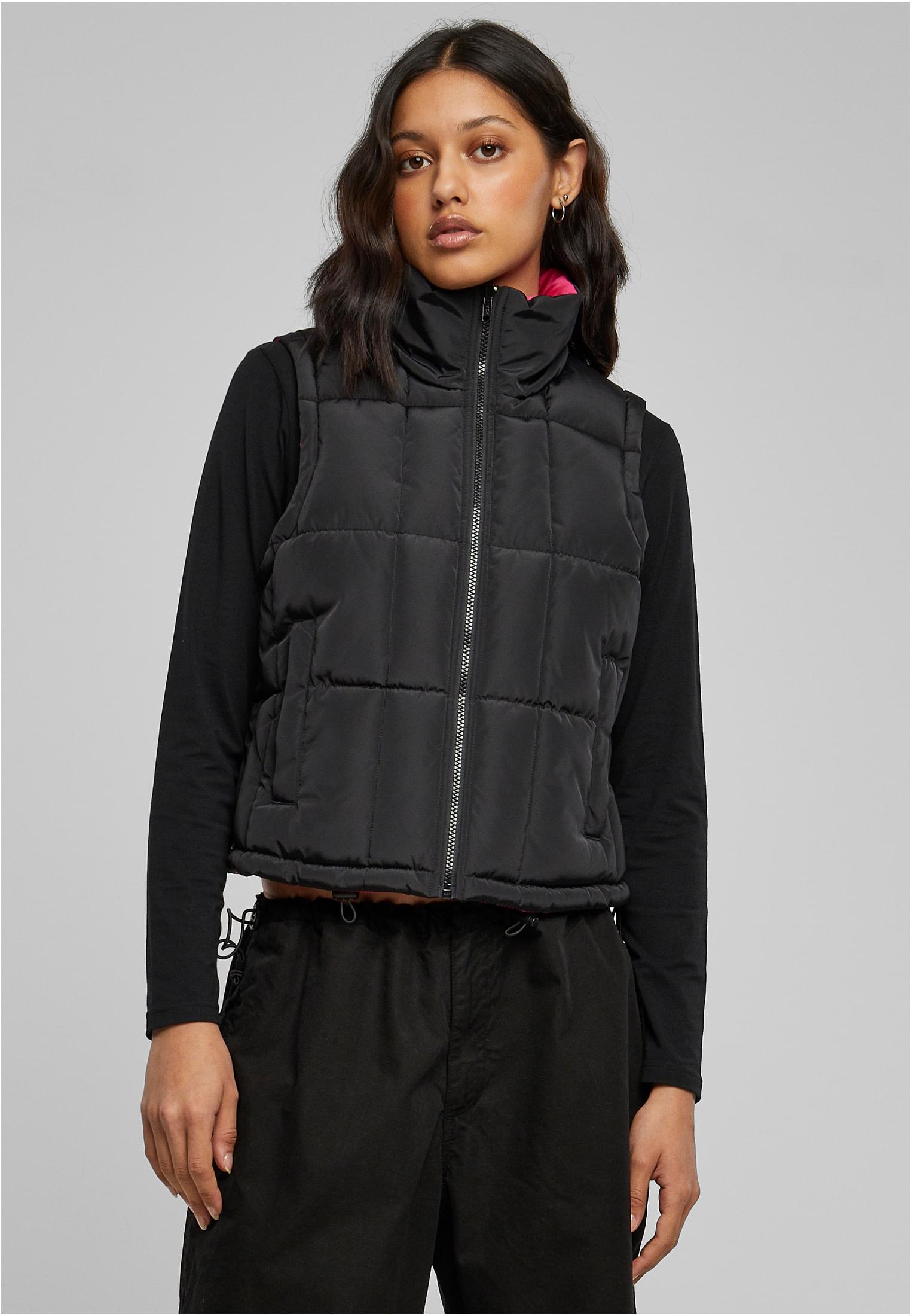 UC Ladies Gilet Reversible Cropped black/fuchsia