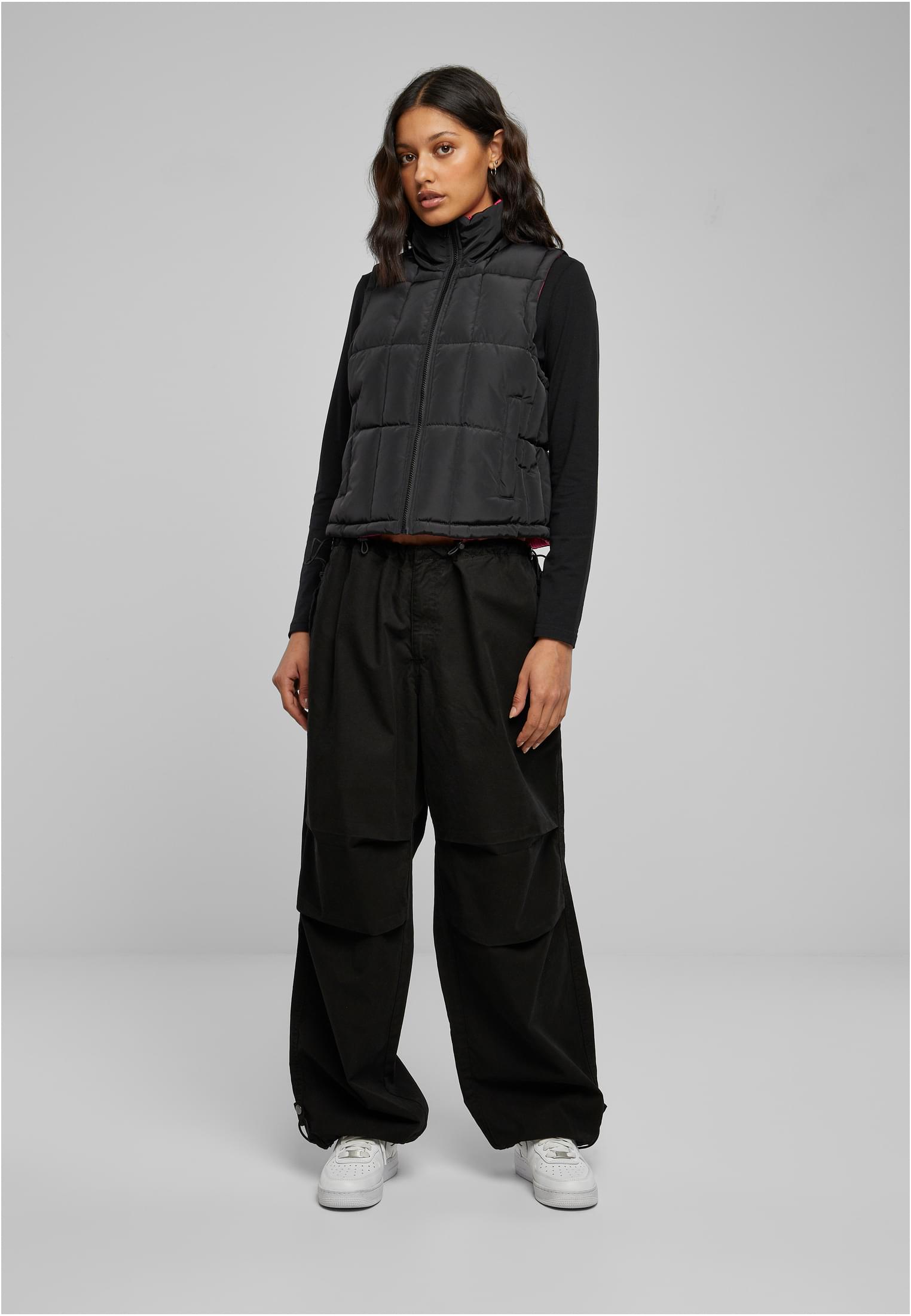 UC Ladies Gilet Reversible Cropped black/fuchsia