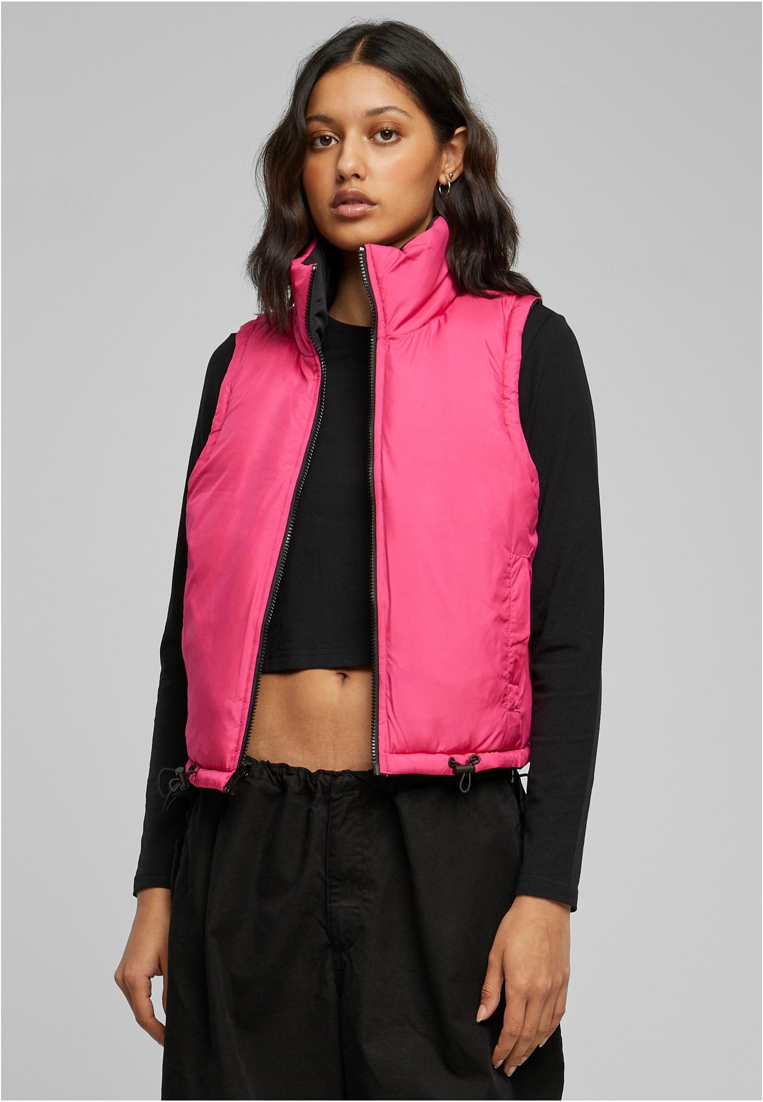 UC Ladies Gilet Reversible Cropped black/fuchsia