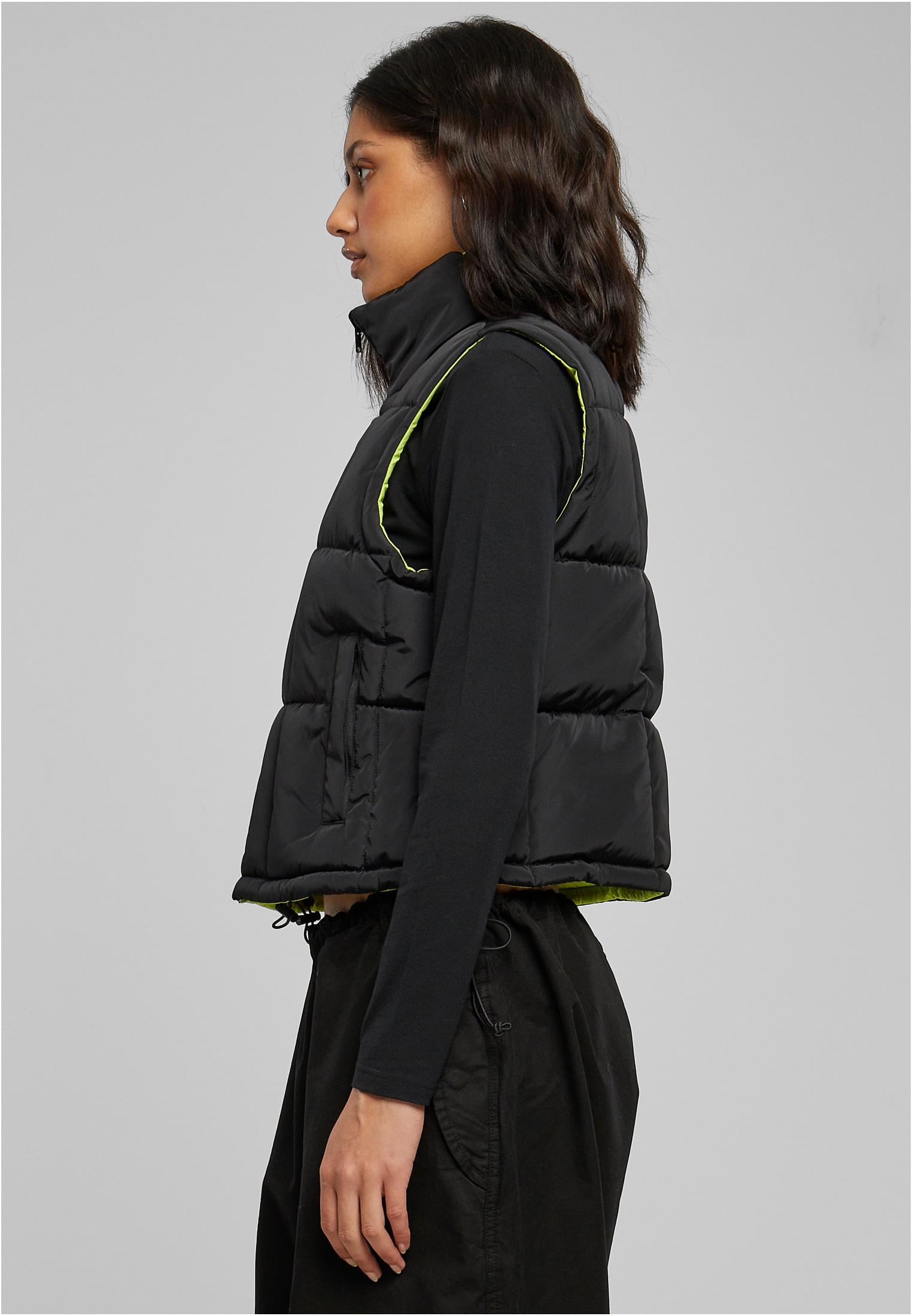 UC Ladies Gilet Reversible Cropped black/frozenyellow