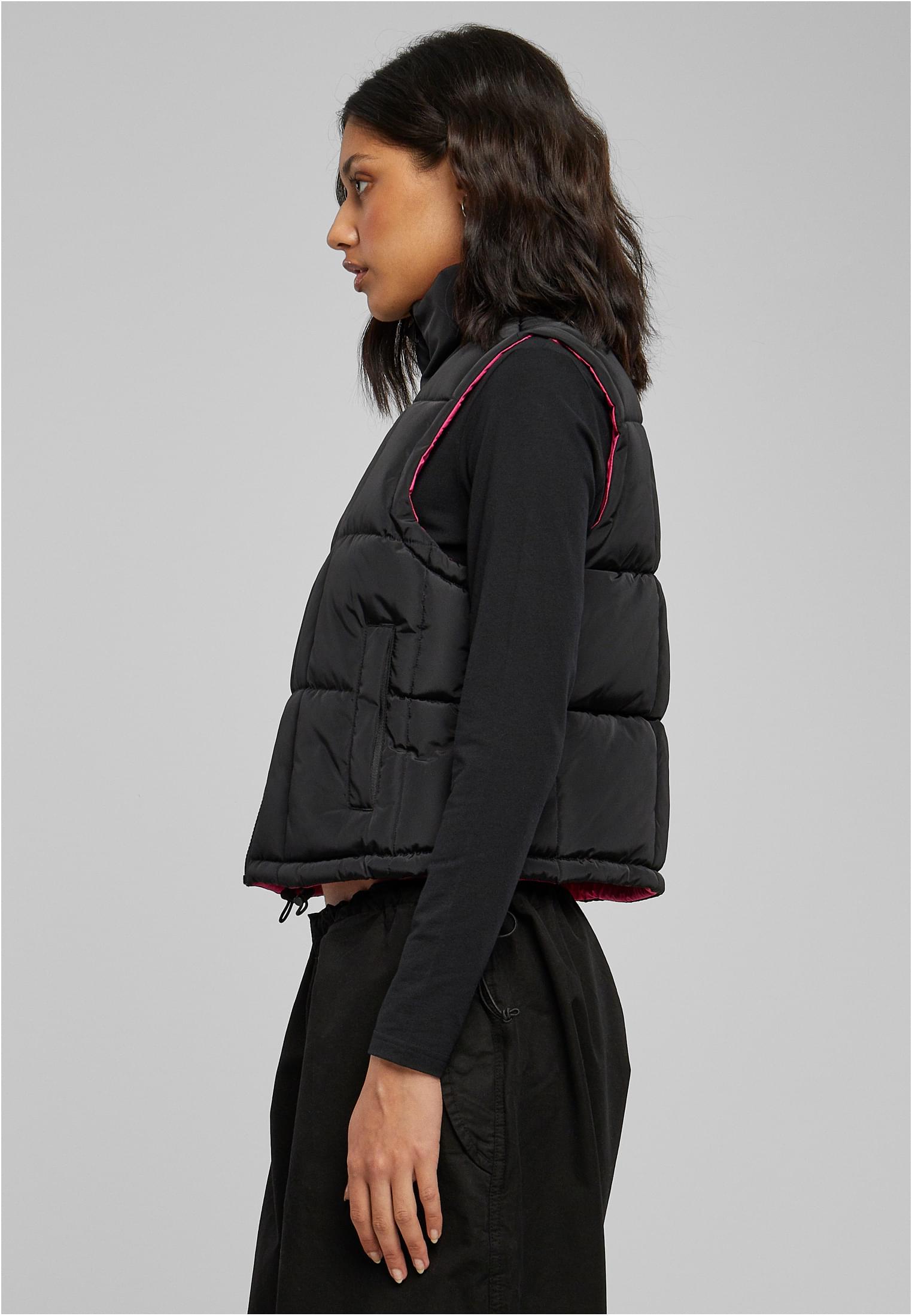 UC Ladies Gilet Reversible Cropped black/fuchsia