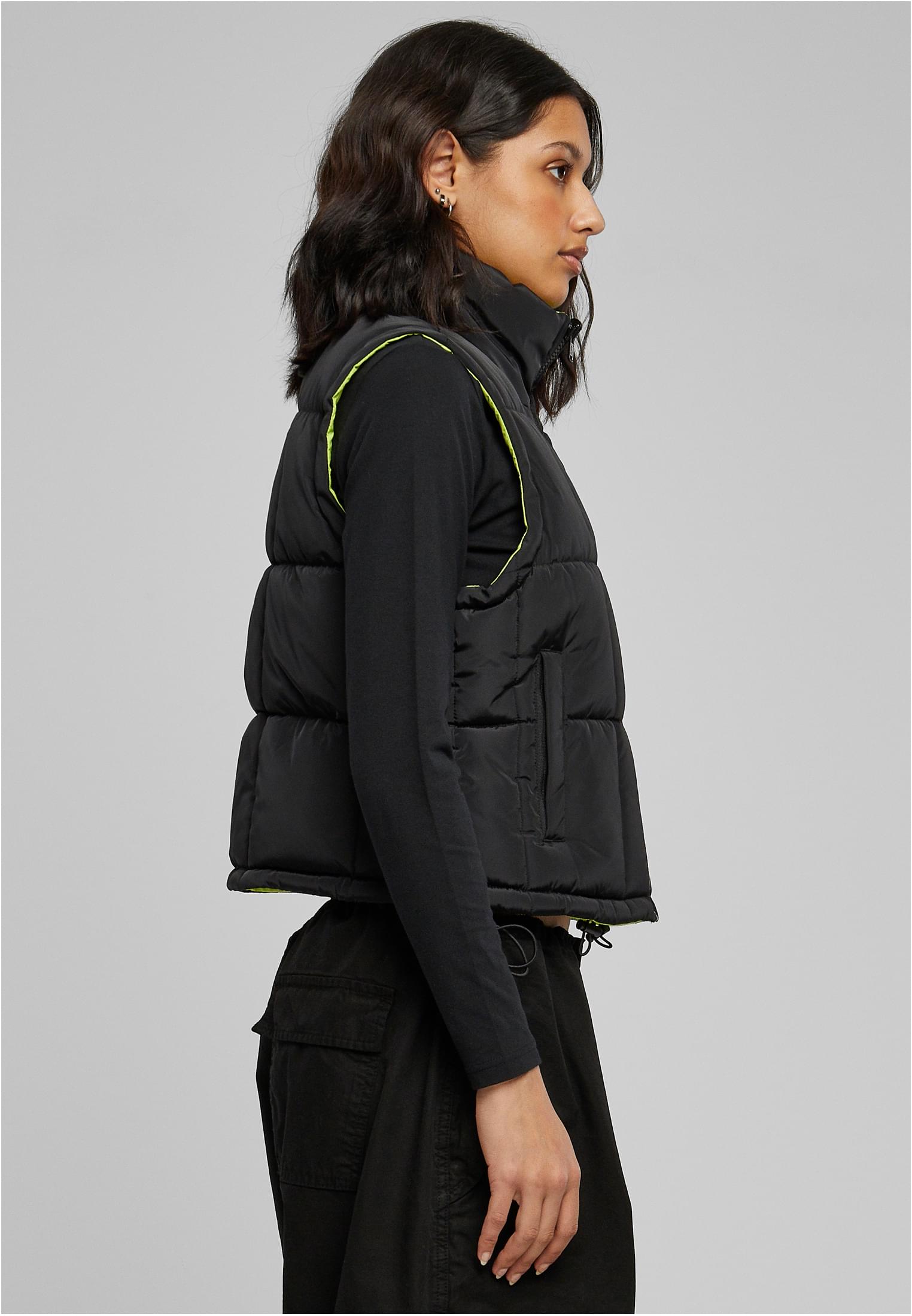 UC Ladies Gilet Reversible Cropped black/frozenyellow
