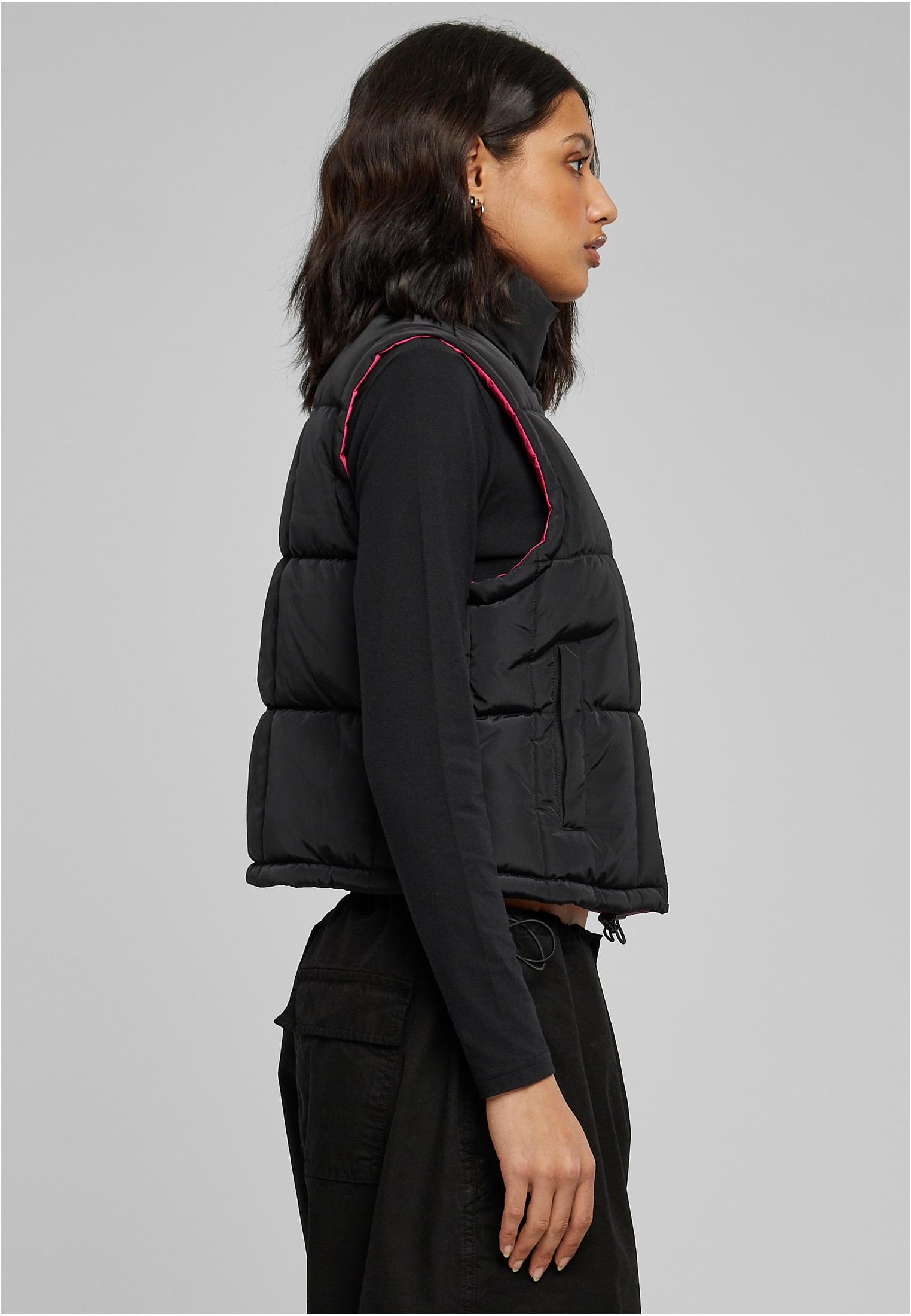 UC Ladies Gilet Reversible Cropped black/fuchsia