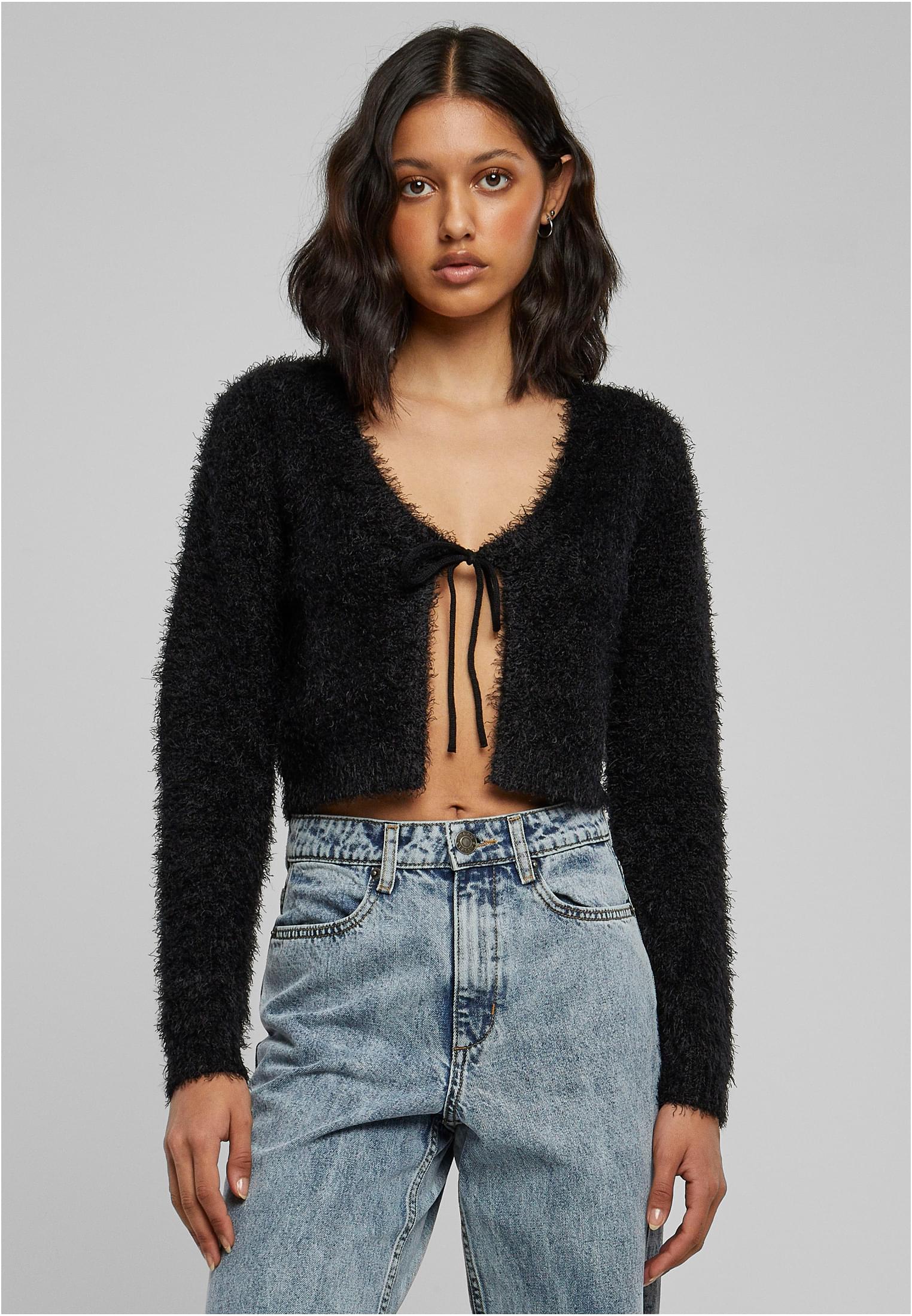 UC Ladies Cardigan Tied Cropped Feather