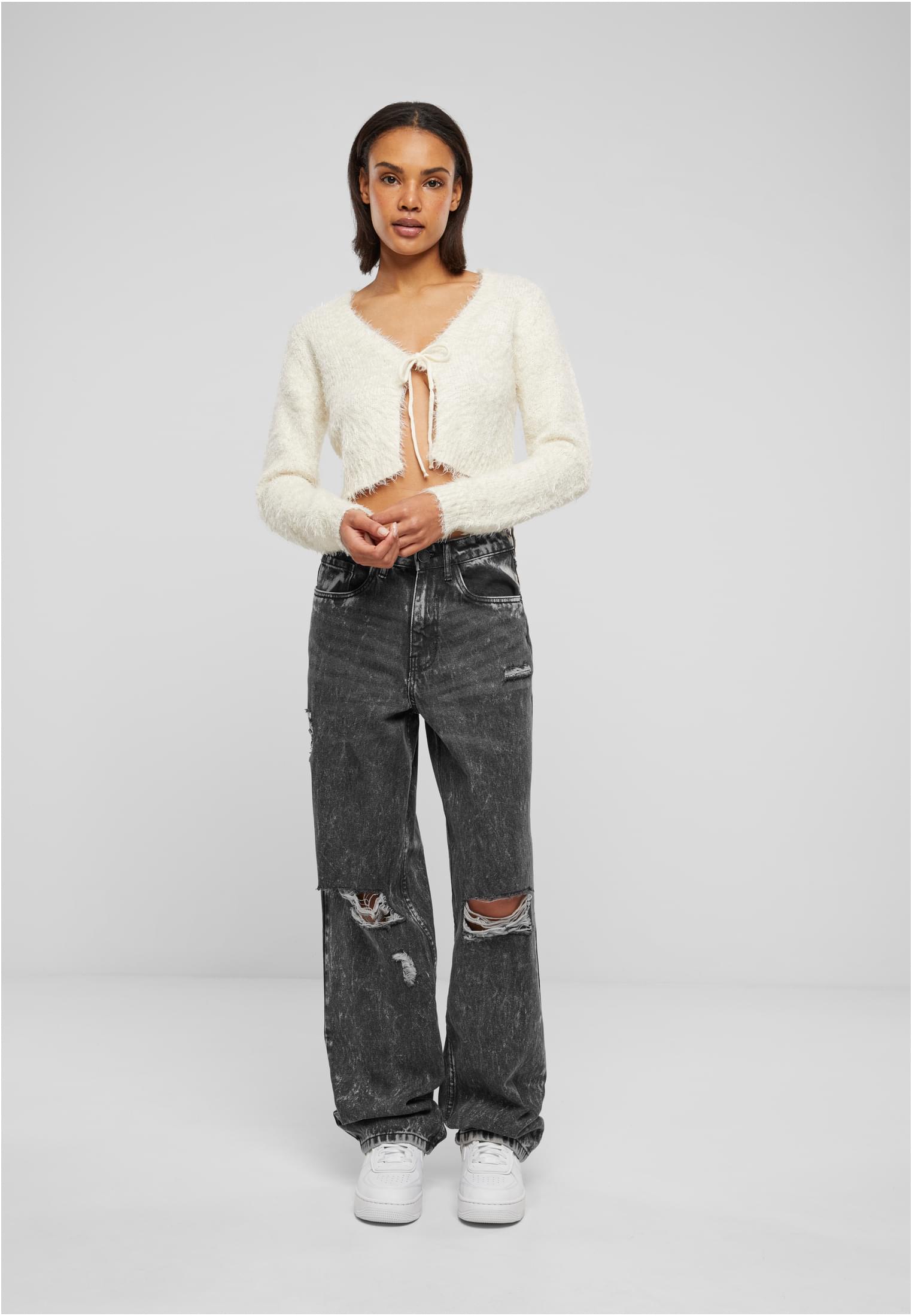 UC Ladies Cardigan Tied Cropped Feather whitesand