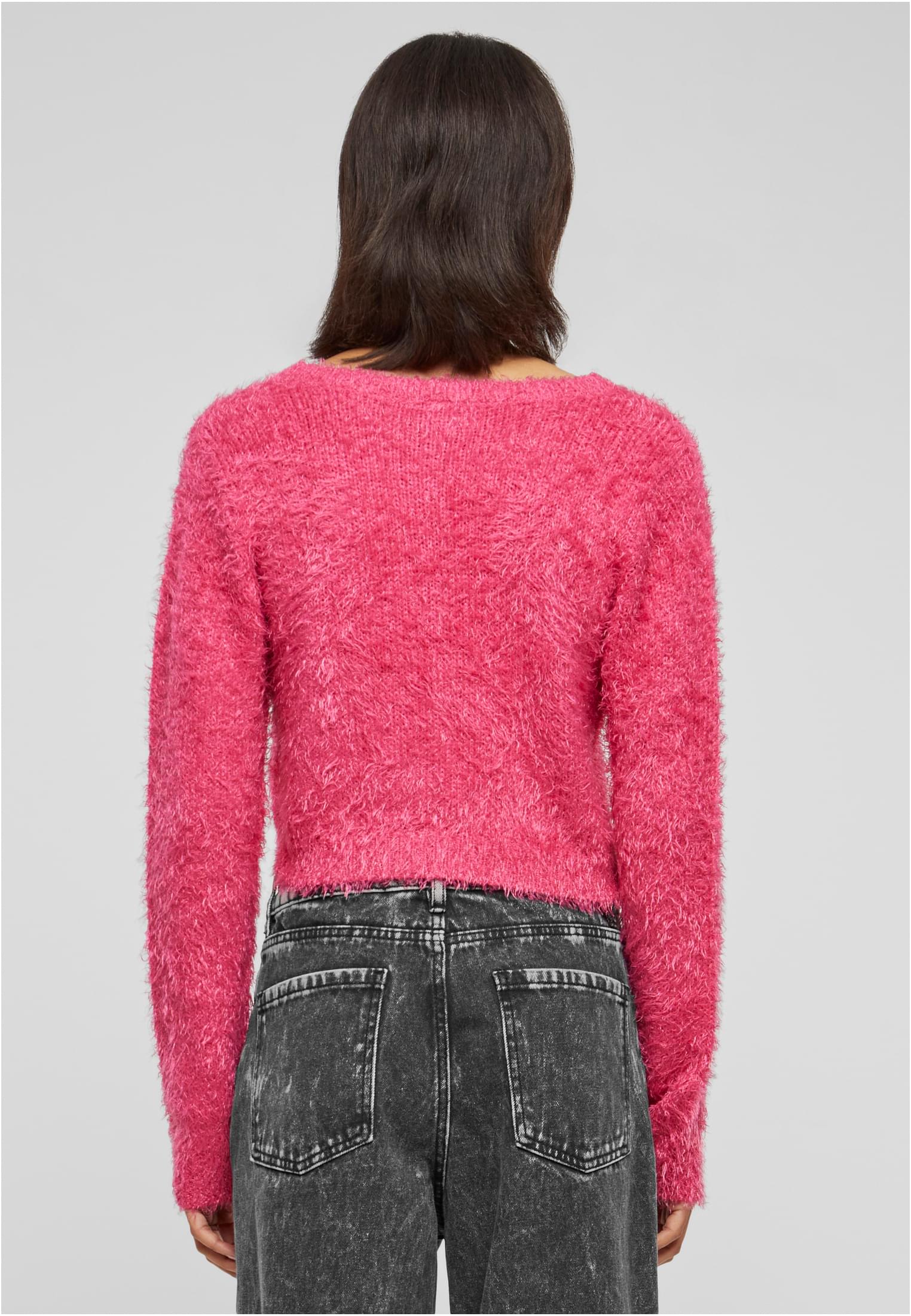 UC Ladies Cardigan Tied Cropped Feather hibiskuspink